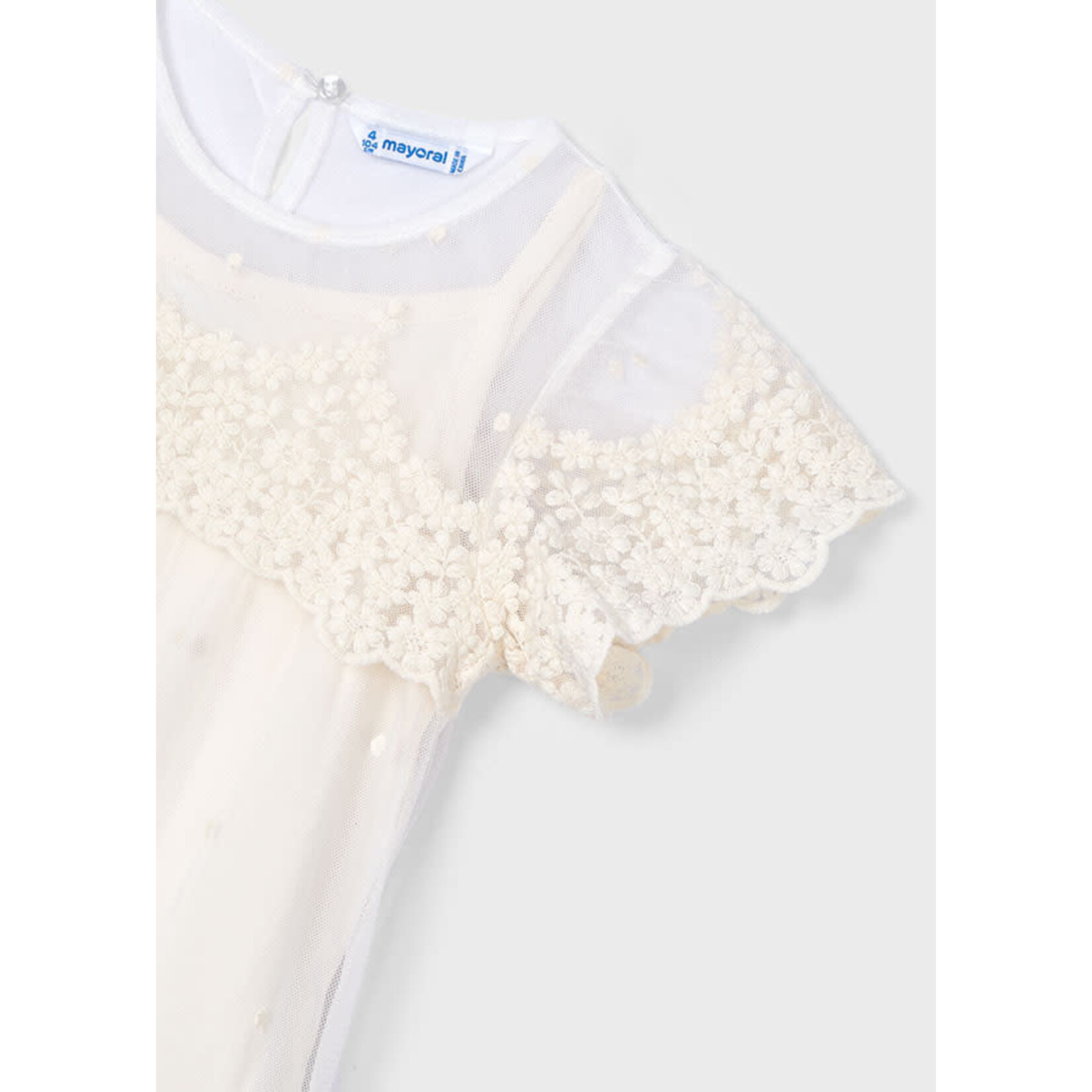 Mayoral Mayoral Embroidered tulle dress Bone - 25 03909