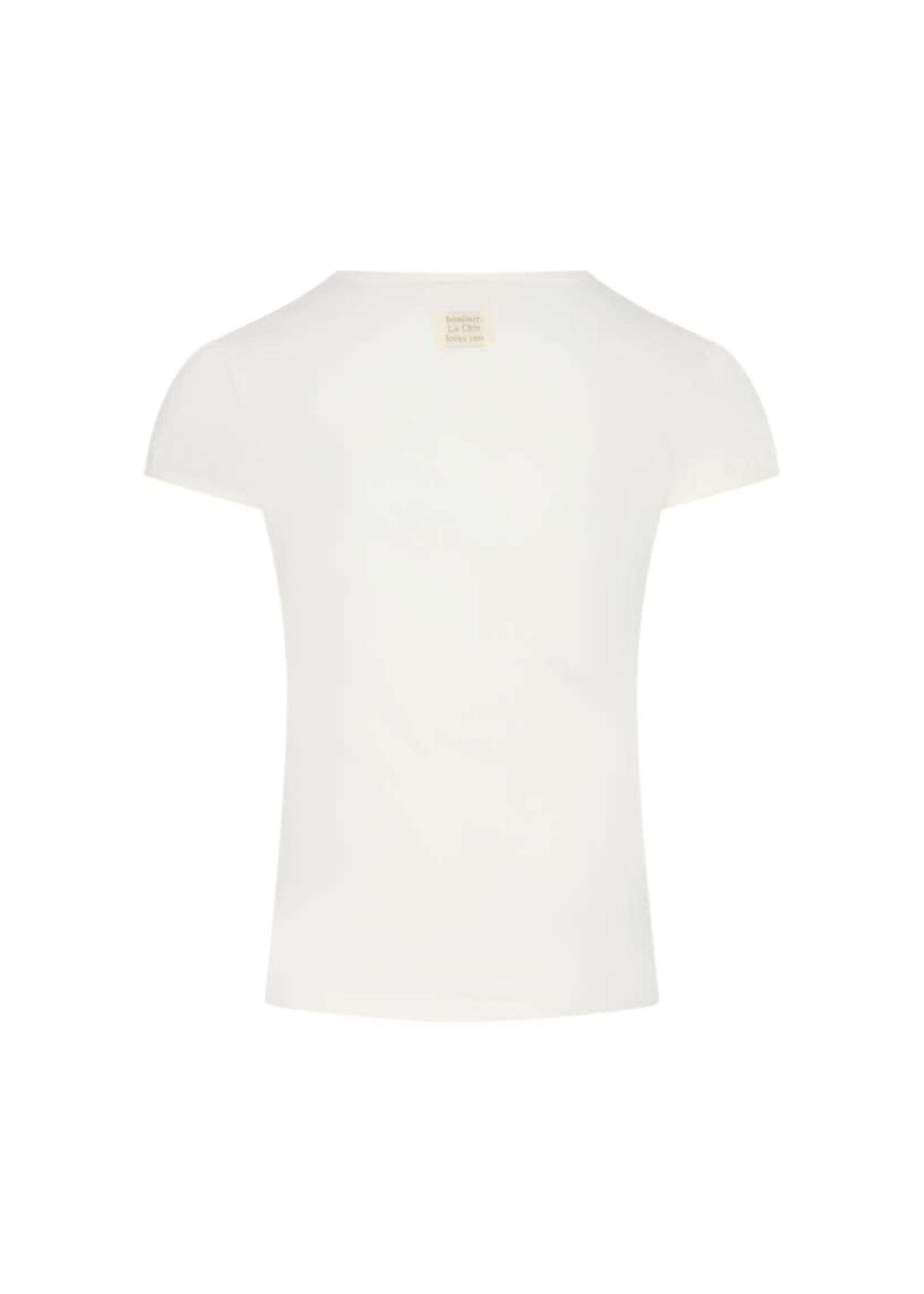 Le Chic Le Chic NOMMY pearly flower T-shirt C601-5410 Off White