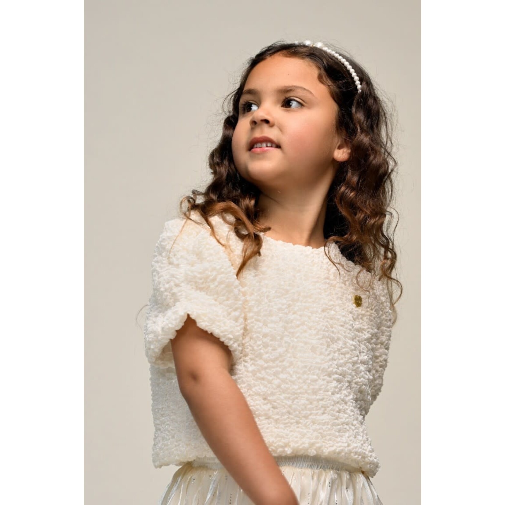 Le Chic Le Chic ELSTREE festive crop top C511-5105 Pearl