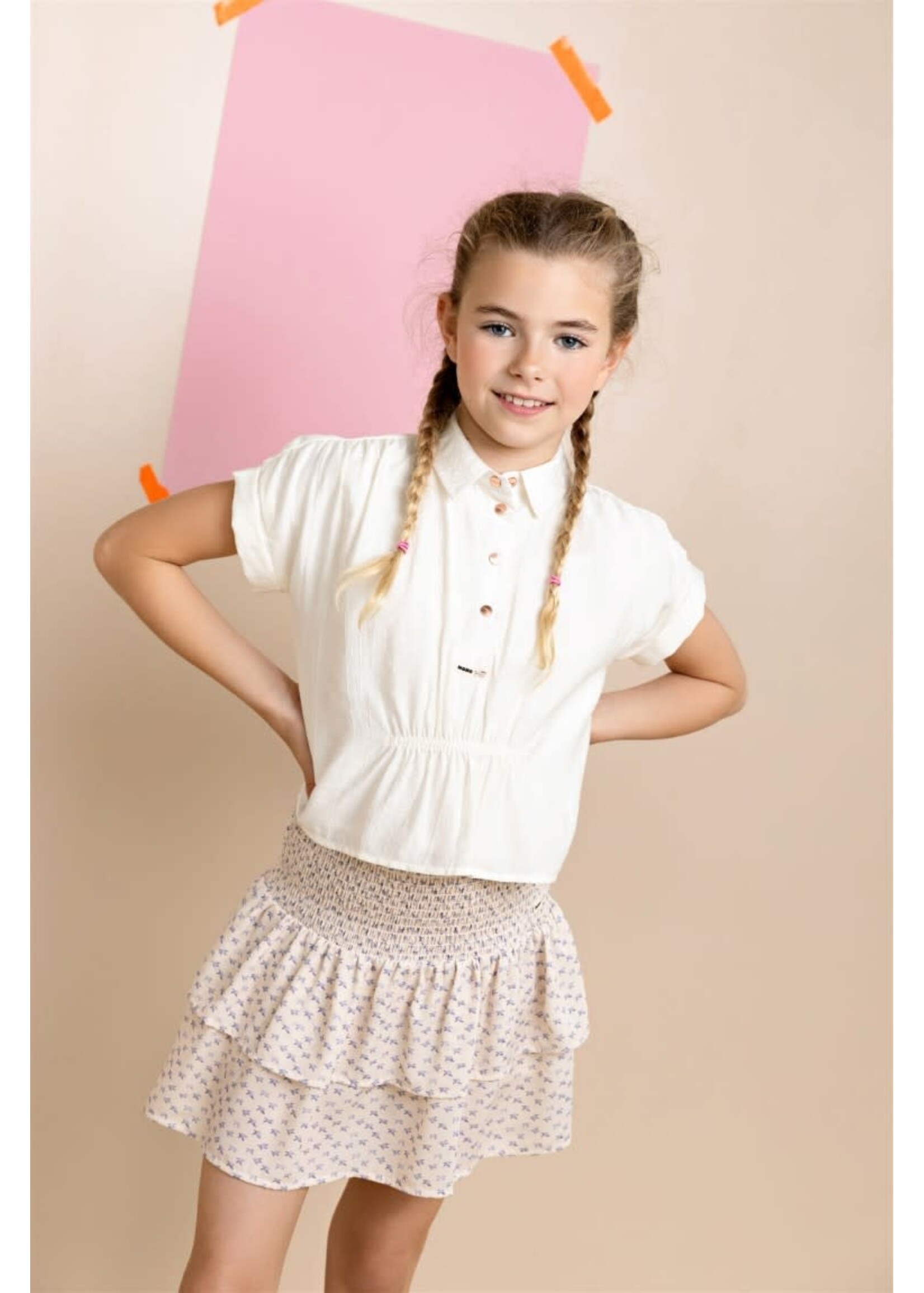 NoNo NoNo Tammy Oversized Blouse S/SL N512-5101 Pearled Ivory