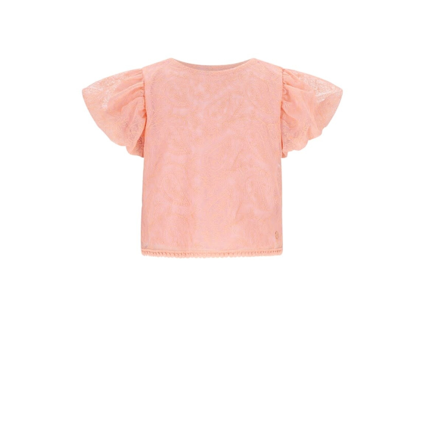 NoNo NoNo Tessy Embroidered Mesh Top N512-5105 Vintage Pink