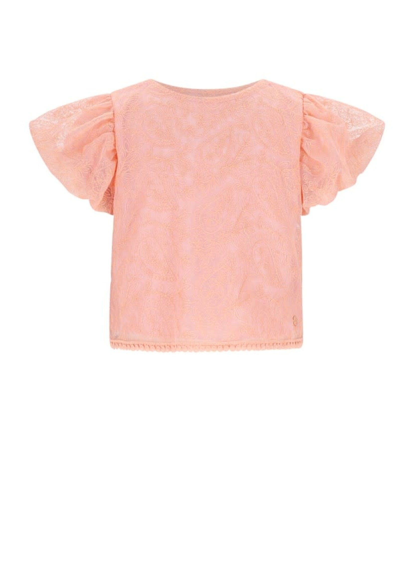 NoNo NoNo Tessy Embroidered Mesh Top N512-5105 Vintage Pink