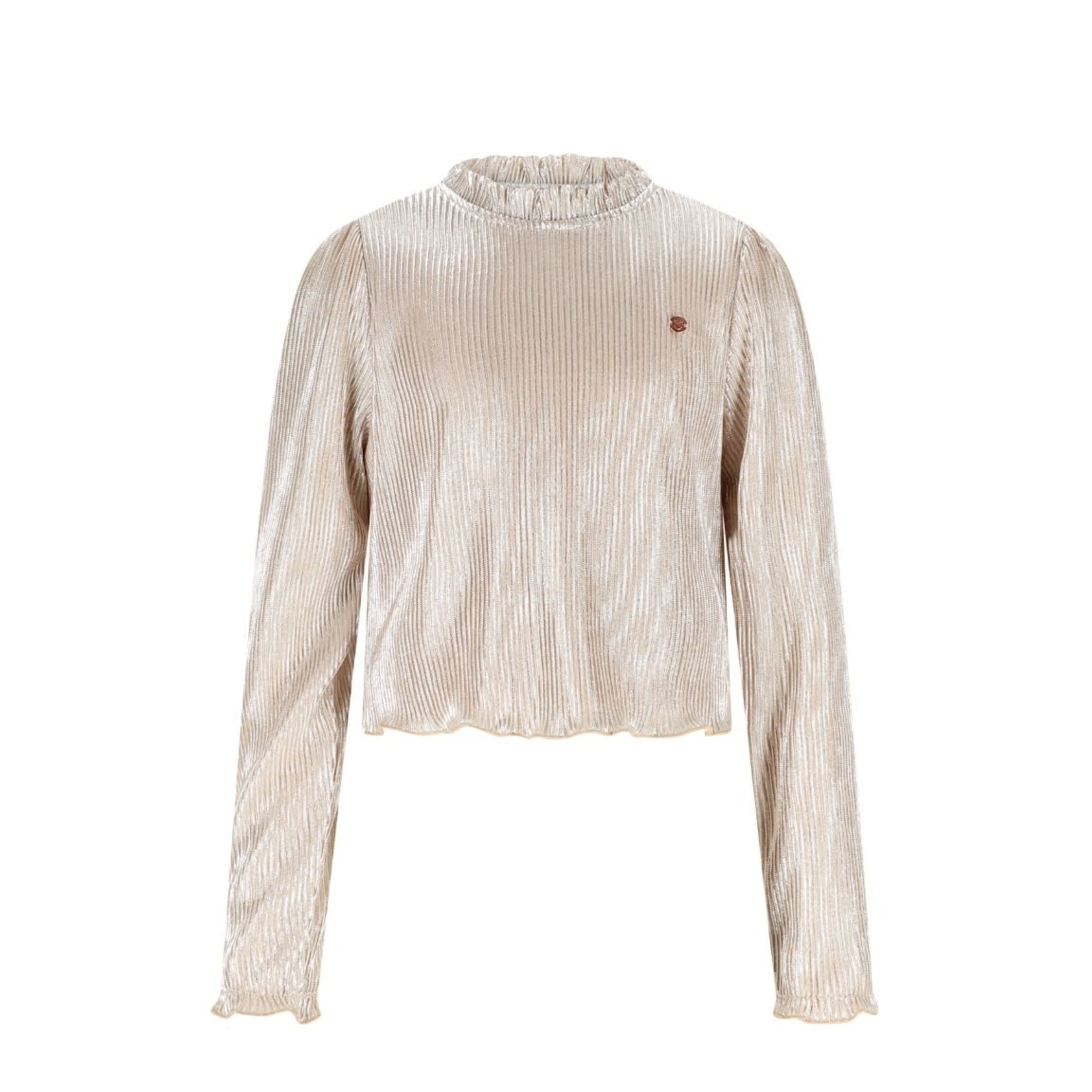 NoNo NoNo Tisja Metallic Plissee Blouse N512-5106 Pearled Ivory