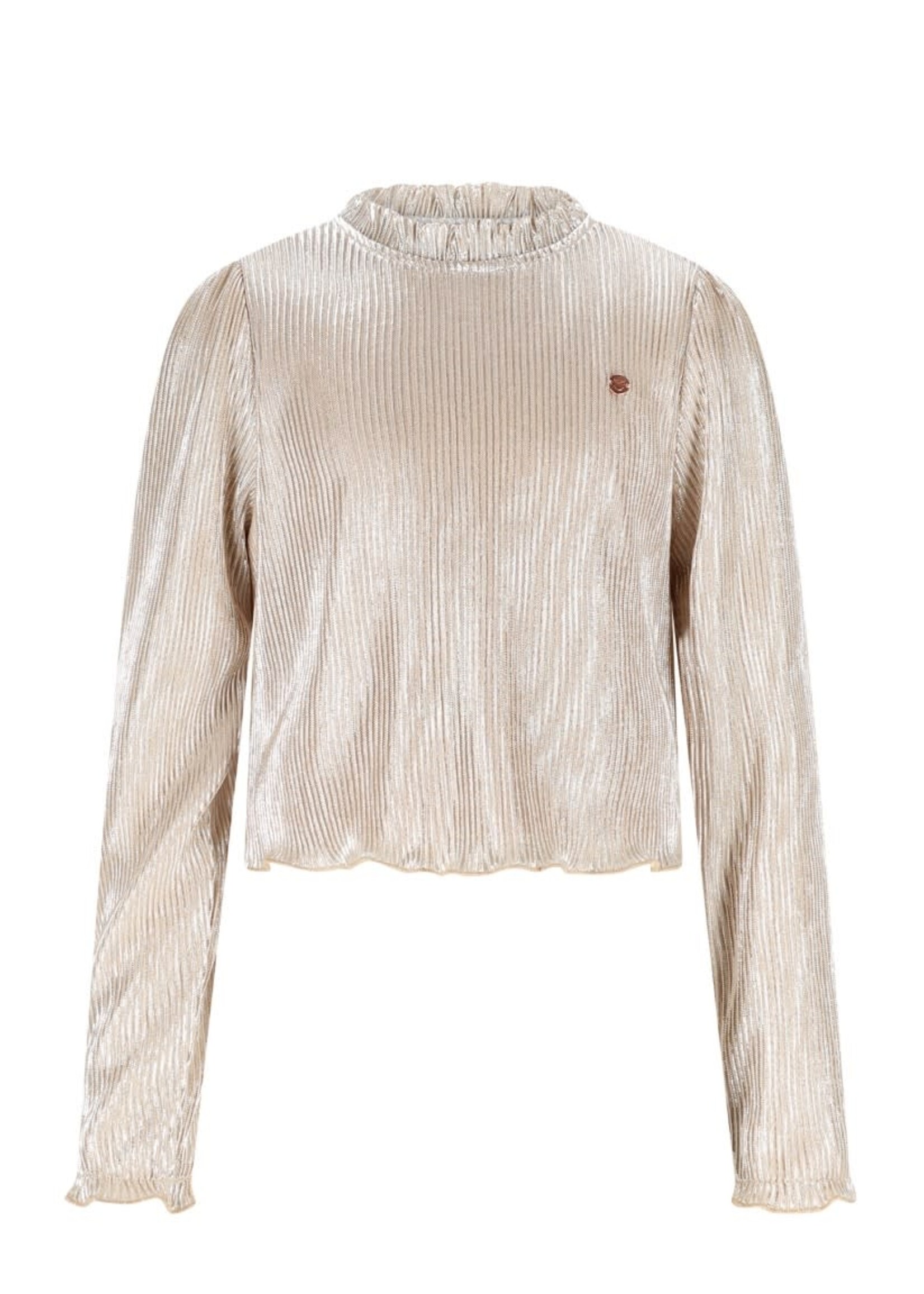 NoNo NoNo Tisja Metallic Plissee Blouse N512-5106 Pearled Ivory