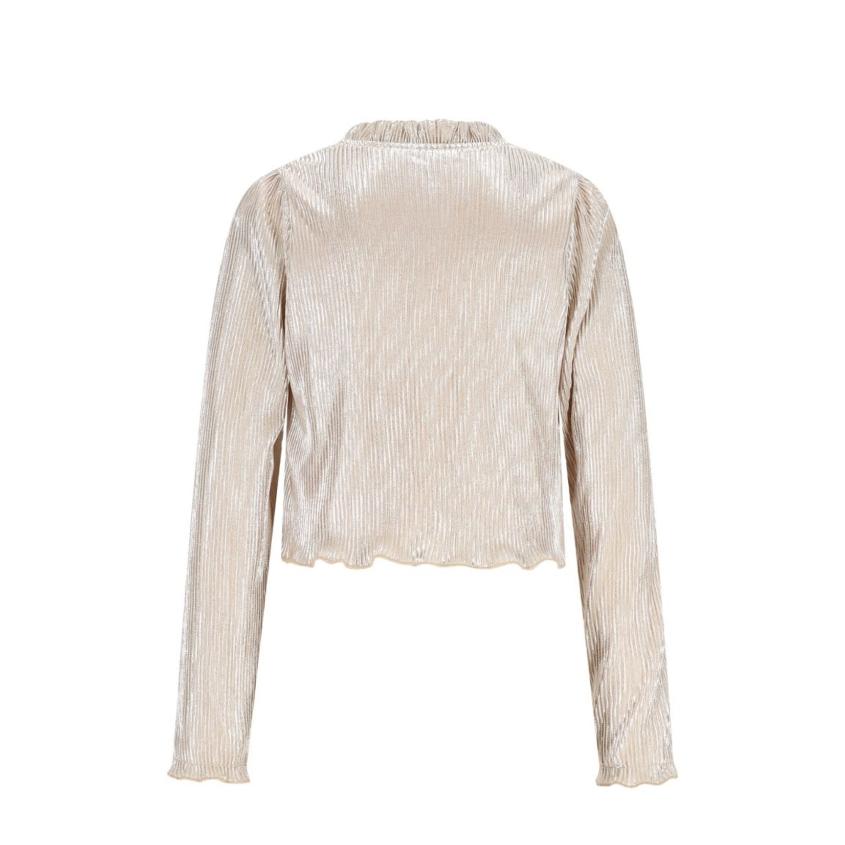 NoNo NoNo Tisja Metallic Plissee Blouse N512-5106 Pearled Ivory