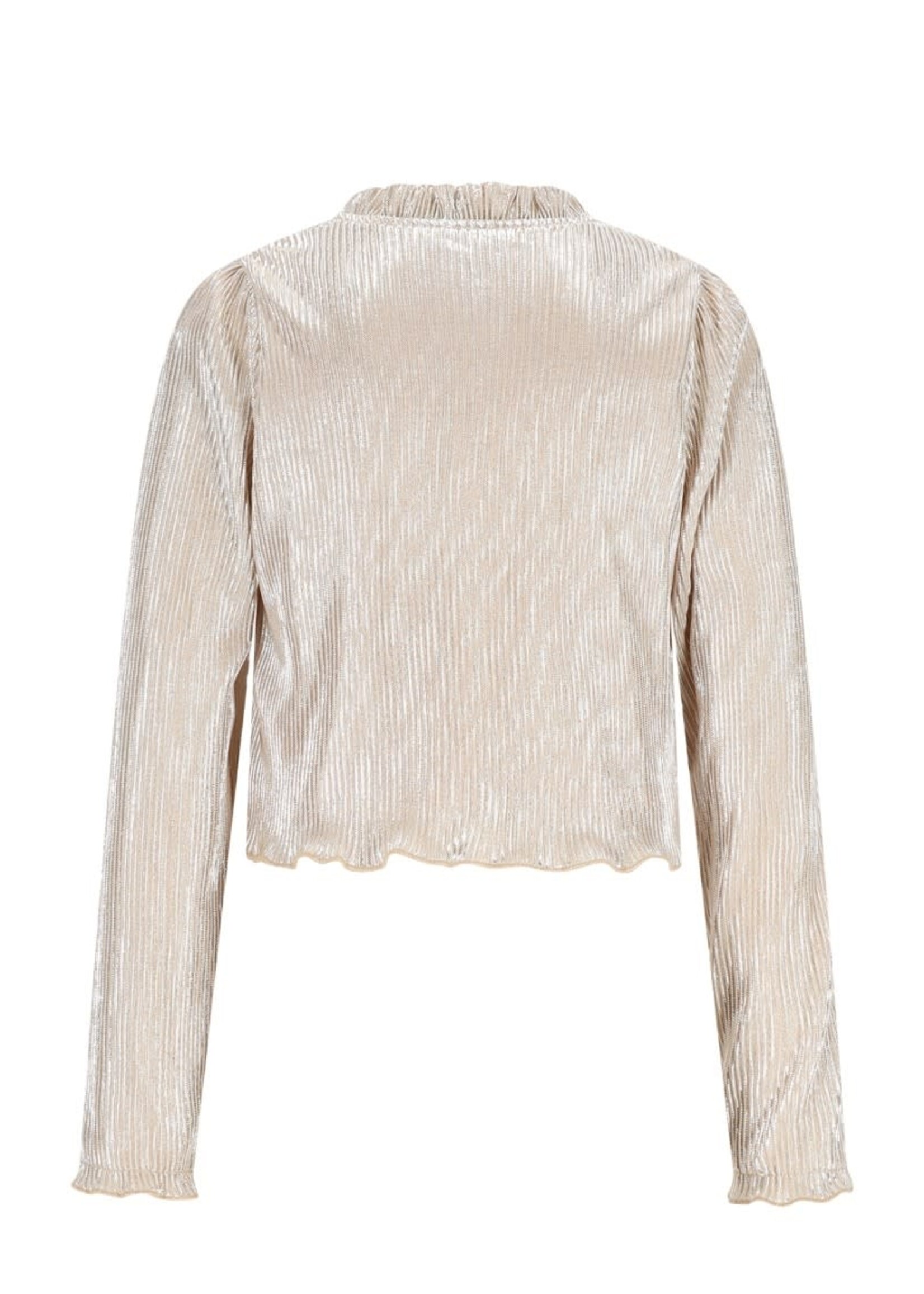 NoNo NoNo Tisja Metallic Plissee Blouse N512-5106 Pearled Ivory