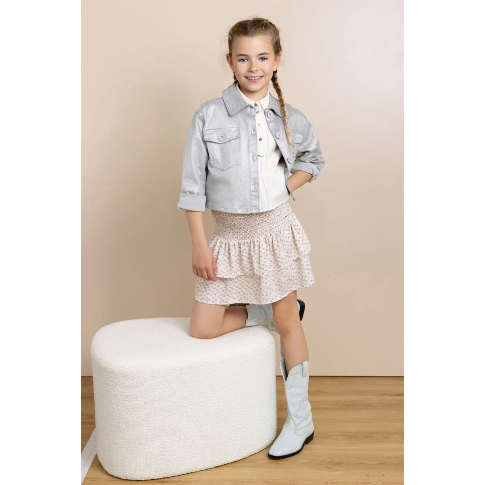NoNo NoNo Nika Smocked Skirt N512-5703 Pearled Ivory