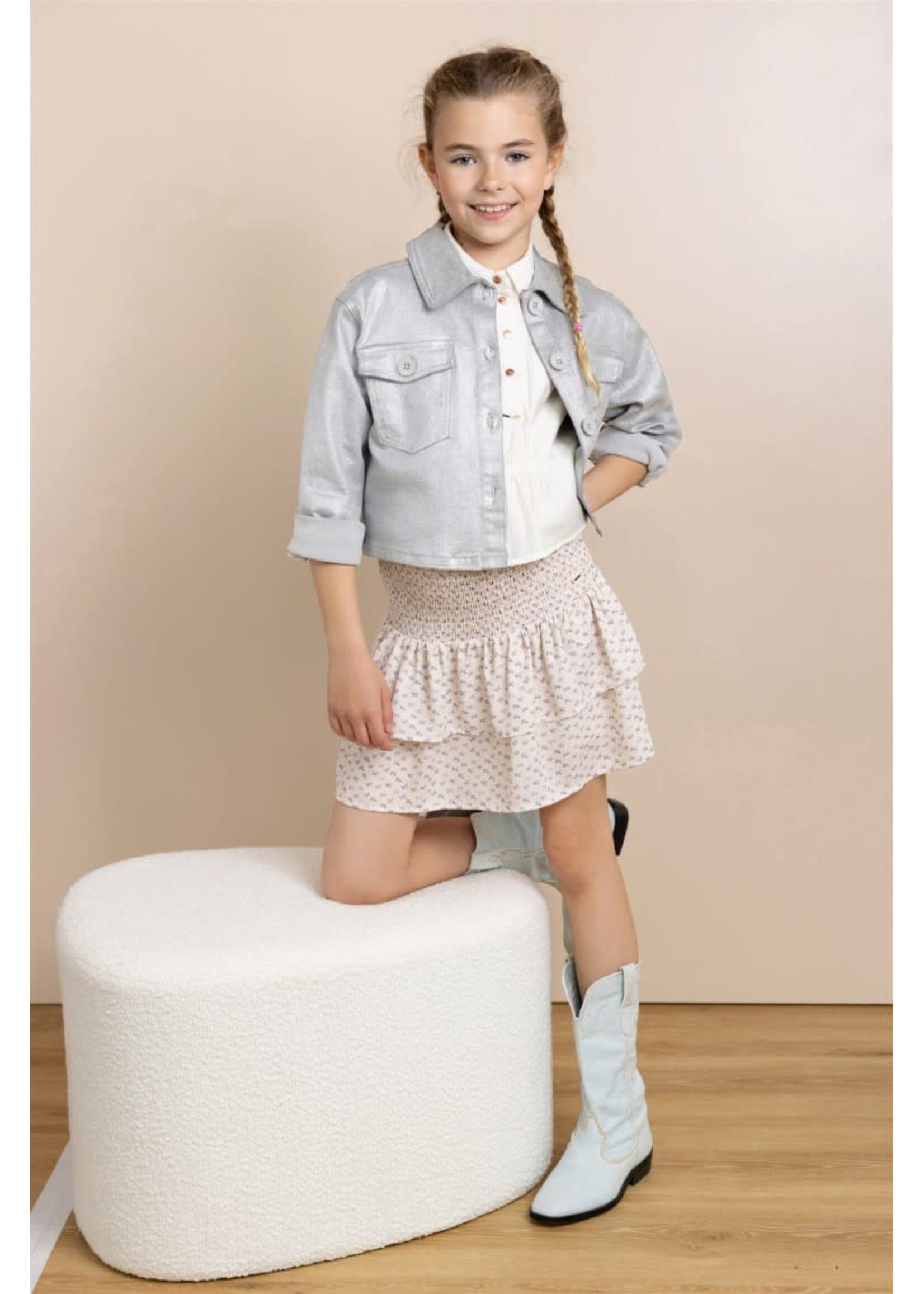 NoNo NoNo Nika Smocked Skirt N512-5703 Pearled Ivory