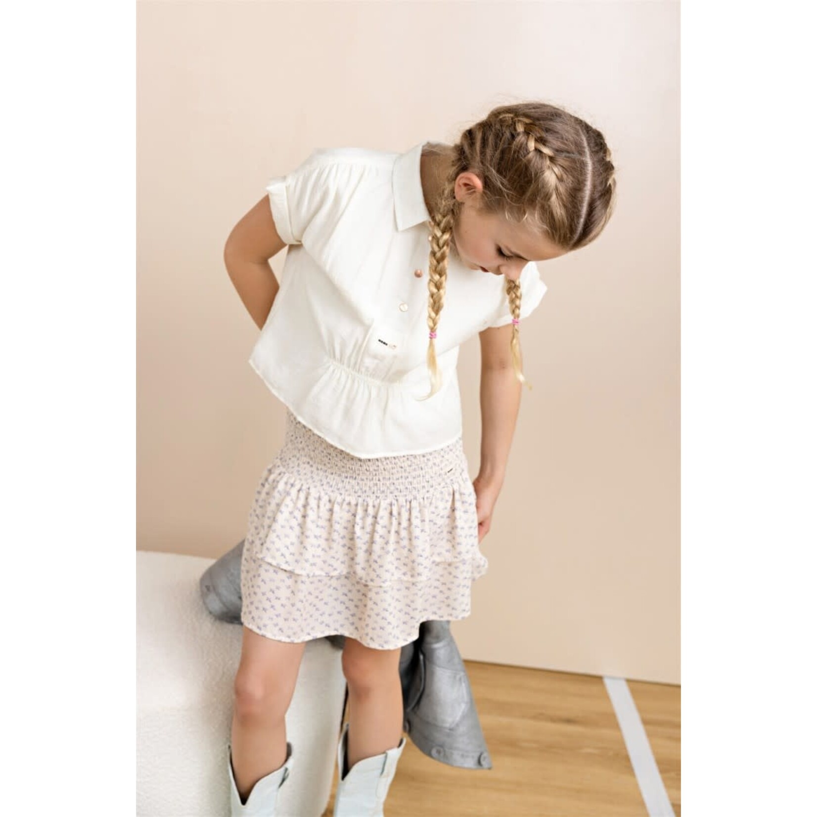 NoNo NoNo Nika Smocked Skirt N512-5703 Pearled Ivory
