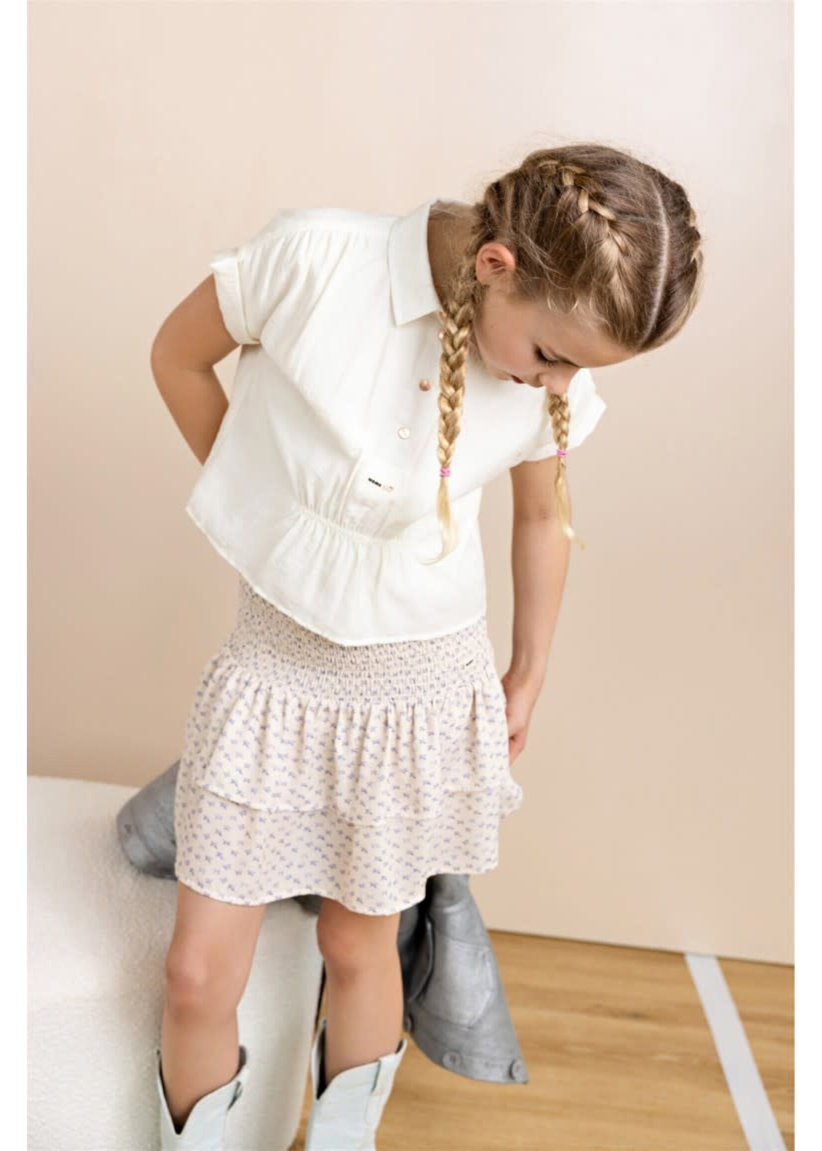 NoNo NoNo Nika Smocked Skirt N512-5703 Pearled Ivory