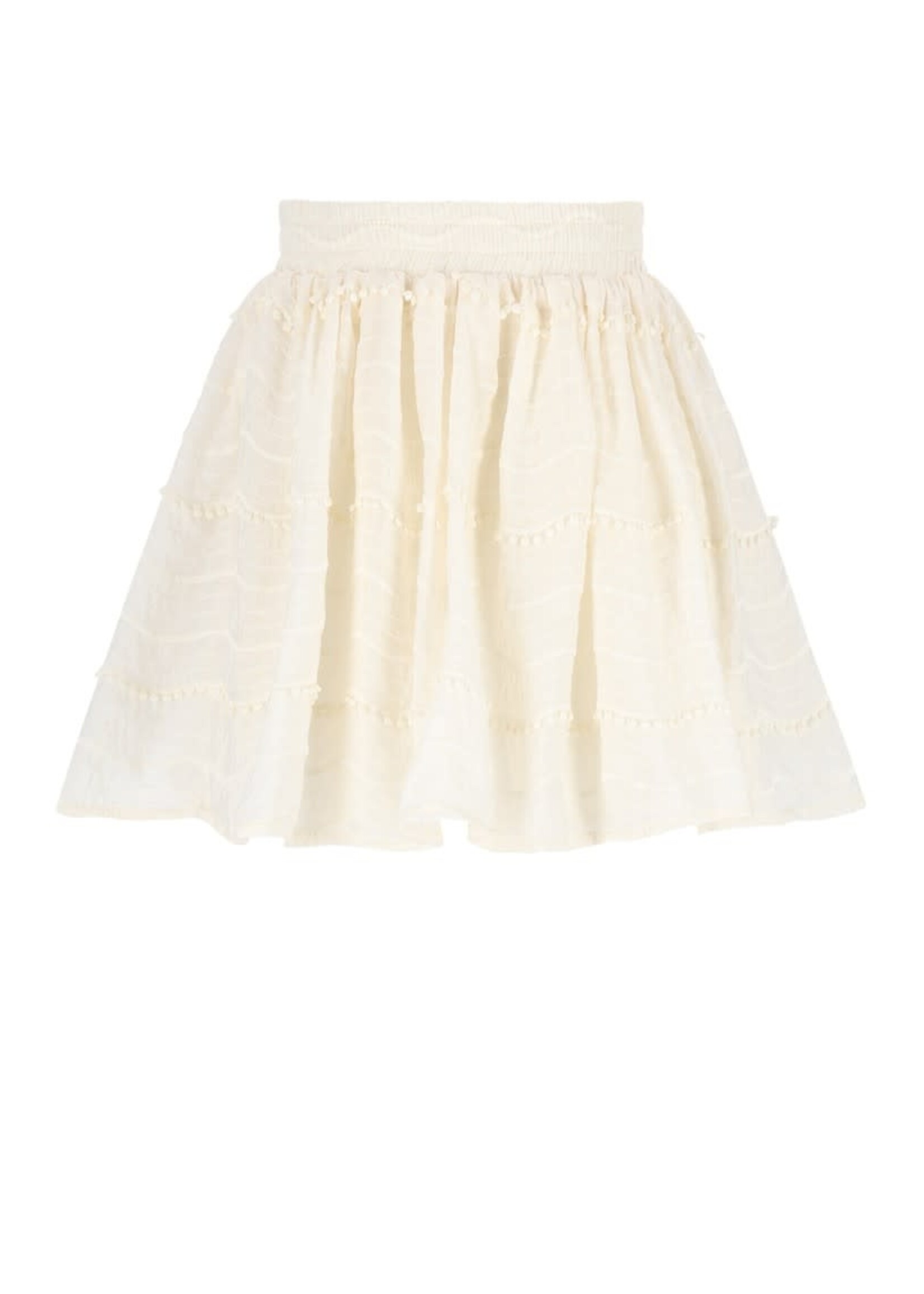 NoNo NoNo Ninu Skirt with Pompoms N512-5704 Pearled Ivory