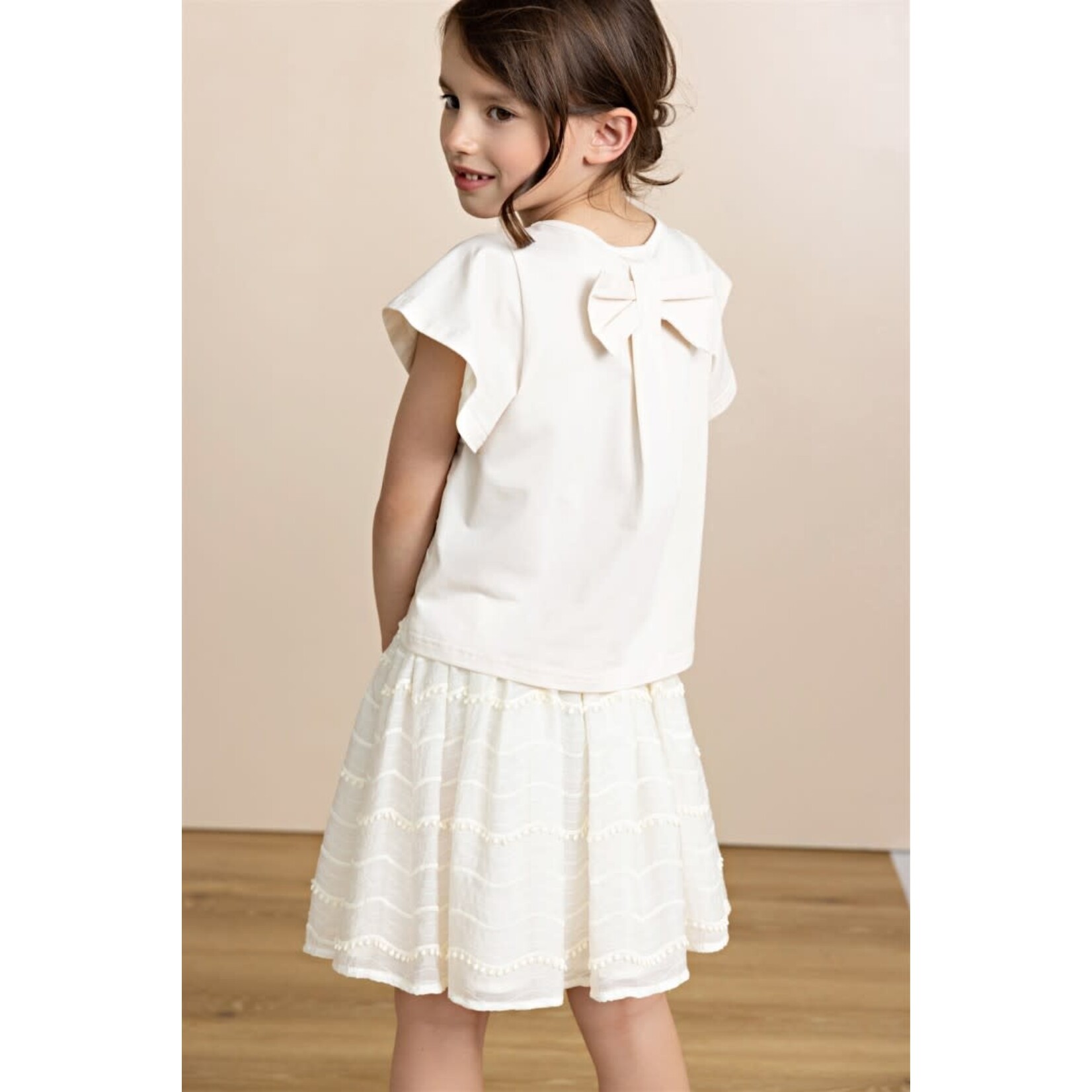 NoNo NoNo Ninu Skirt with Pompoms N512-5704 Pearled Ivory
