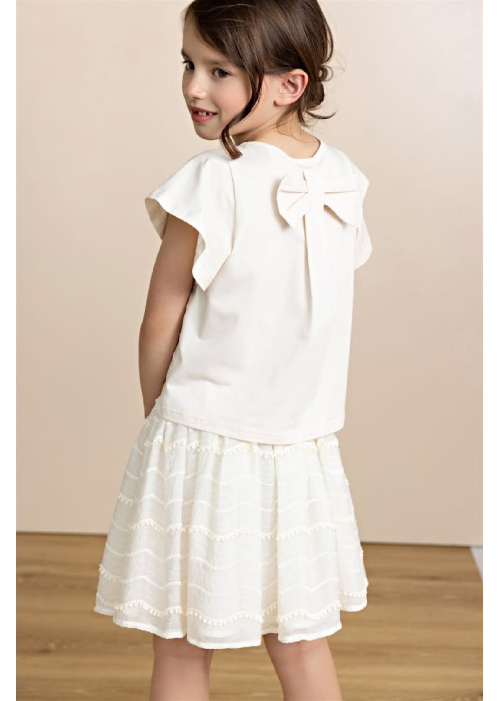 NoNo NoNo Ninu Skirt with Pompoms N512-5704 Pearled Ivory