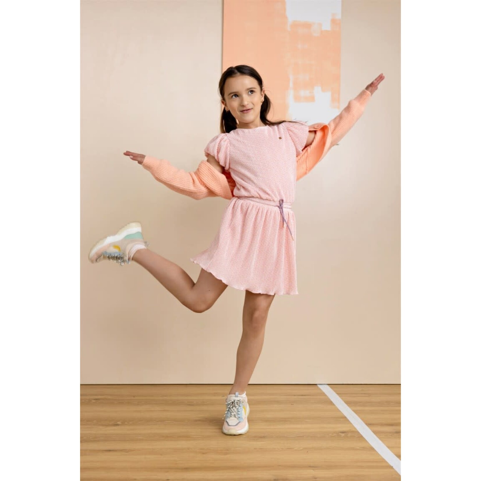 NoNo NoNo Miron AOP Plissee Dress S/SL N512-5800 Vintage Pink