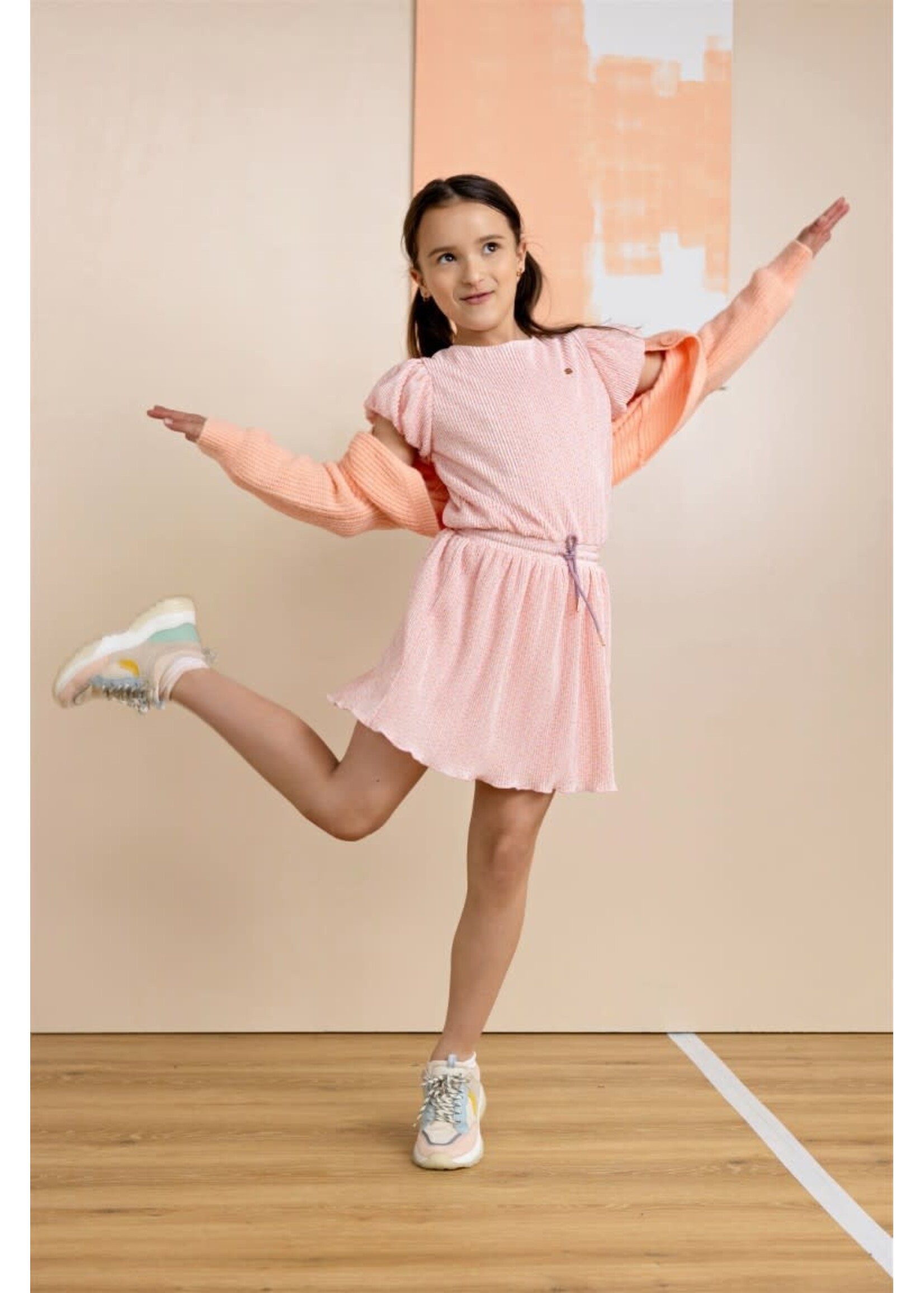 NoNo NoNo Miron AOP Plissee Dress S/SL N512-5800 Vintage Pink