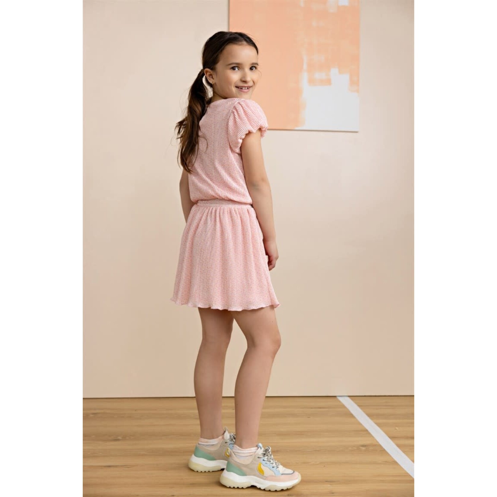 NoNo NoNo Miron AOP Plissee Dress S/SL N512-5800 Vintage Pink