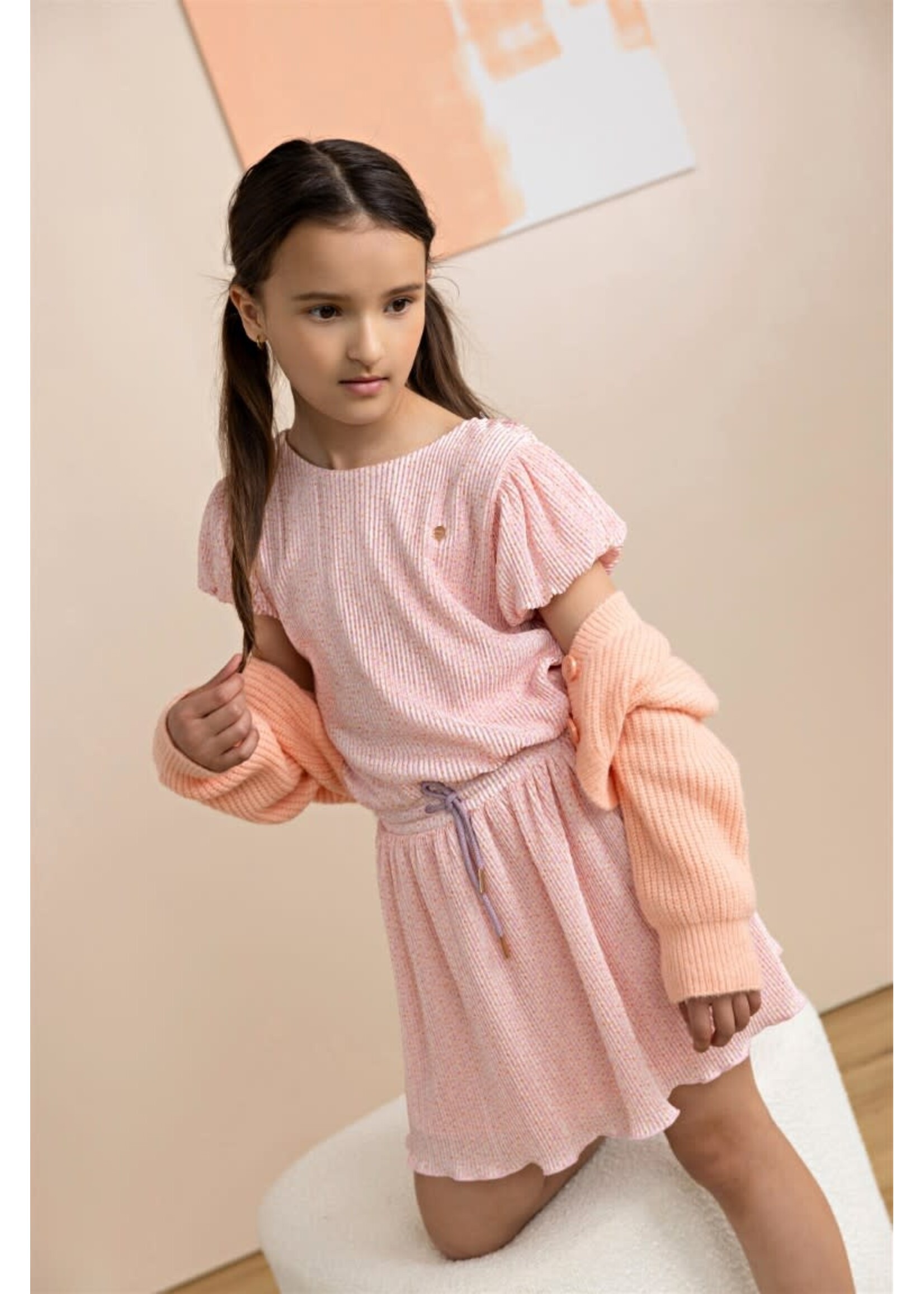 NoNo NoNo Miron AOP Plissee Dress S/SL N512-5800 Vintage Pink