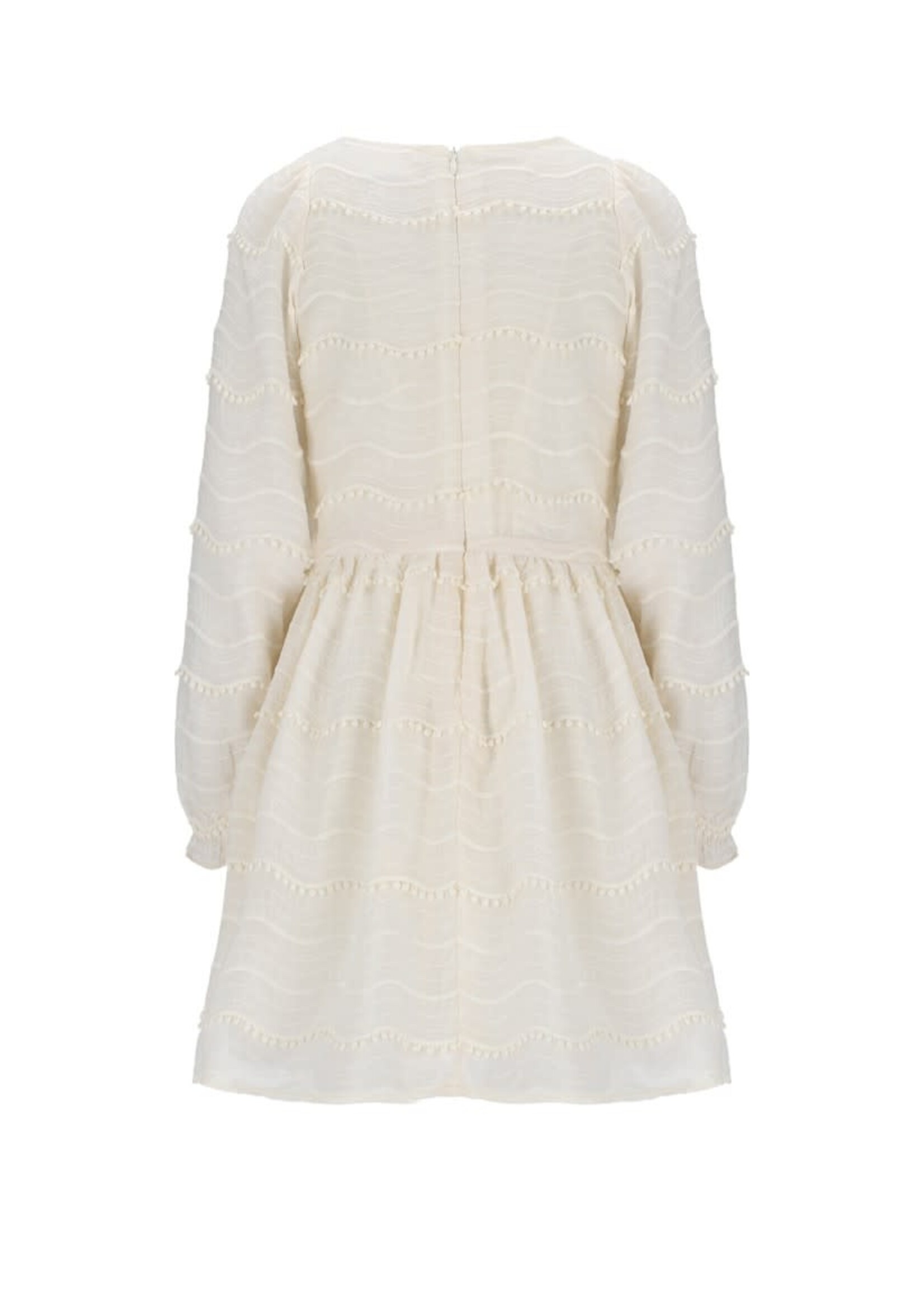 NoNo NoNo Milly Dress L/SL with PomPom details N512-5803 Pearled Ivory
