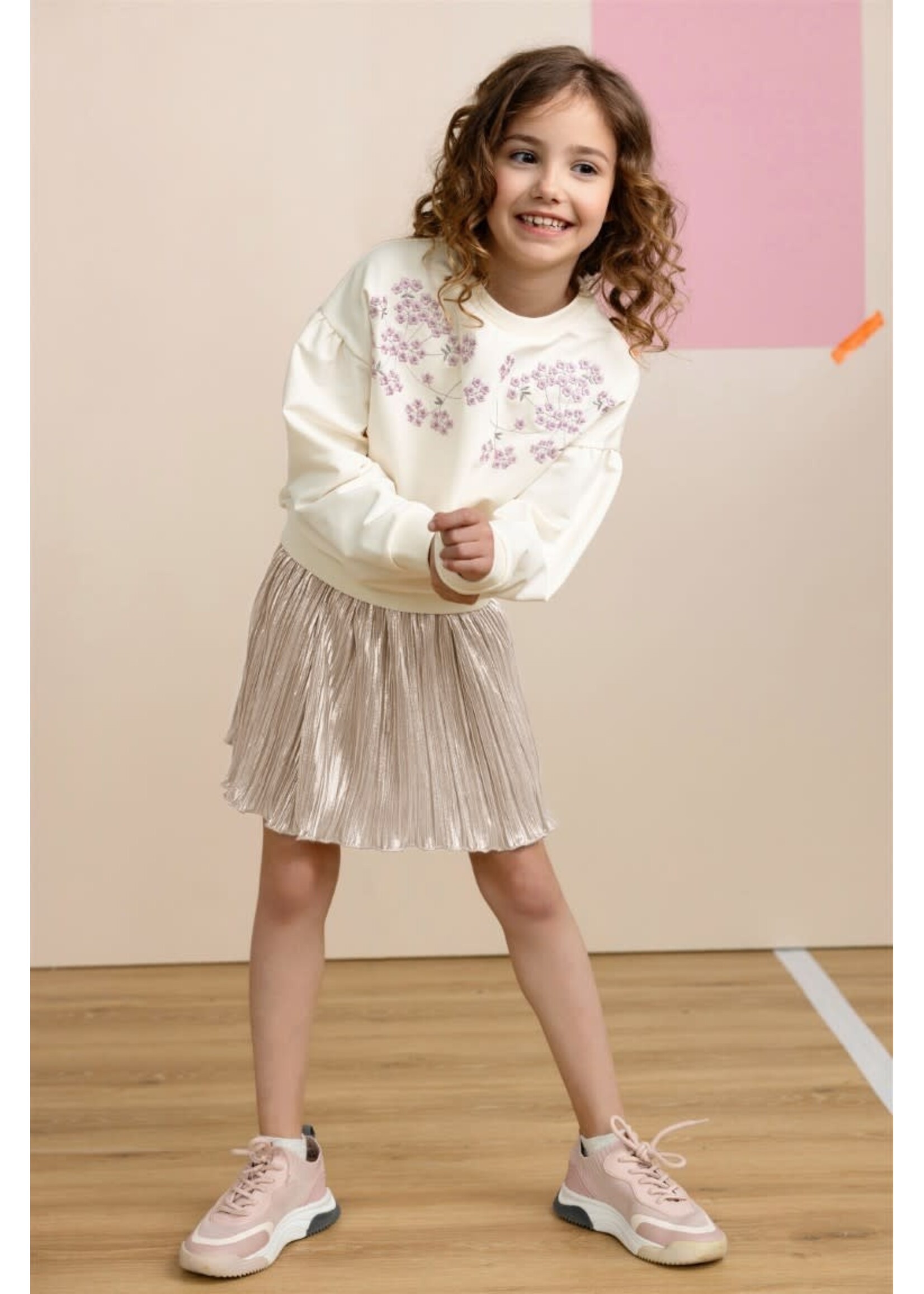 NoNo NoNo Nele Metallic Plissee Skirt N512-5700 Pearled Ivory