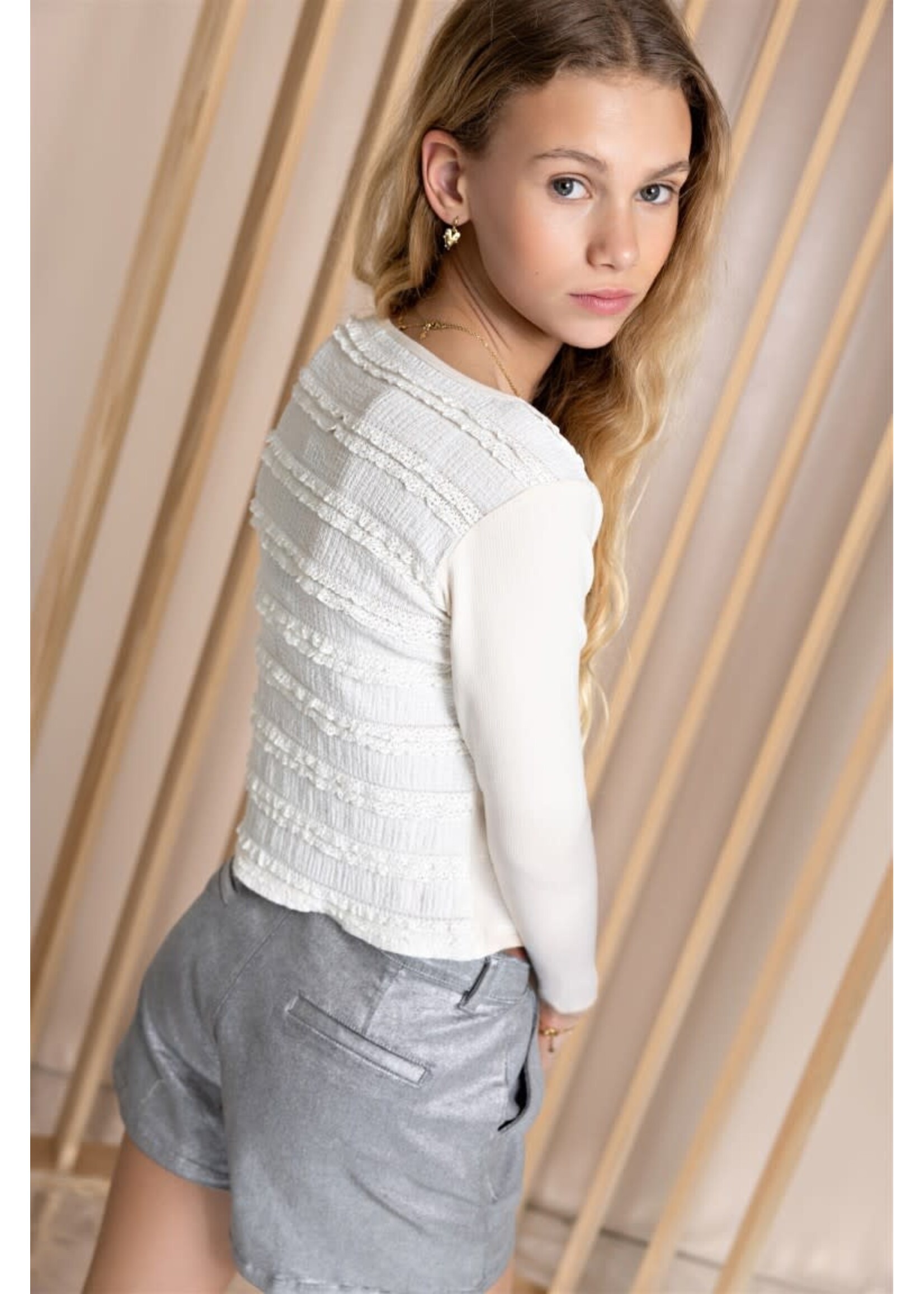 Nobell Nobell Kallet Jersey Top with contrast back Q512-3400 Pearled Ivory