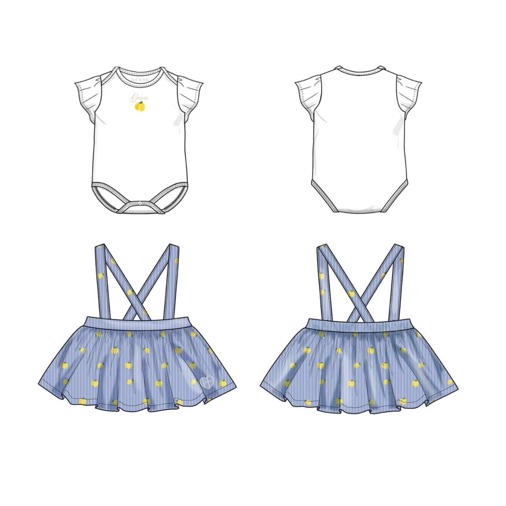 Guess Guess SET SS BODY+POPLIN SKIRTALL Pure White - S6GG06_K6YW0