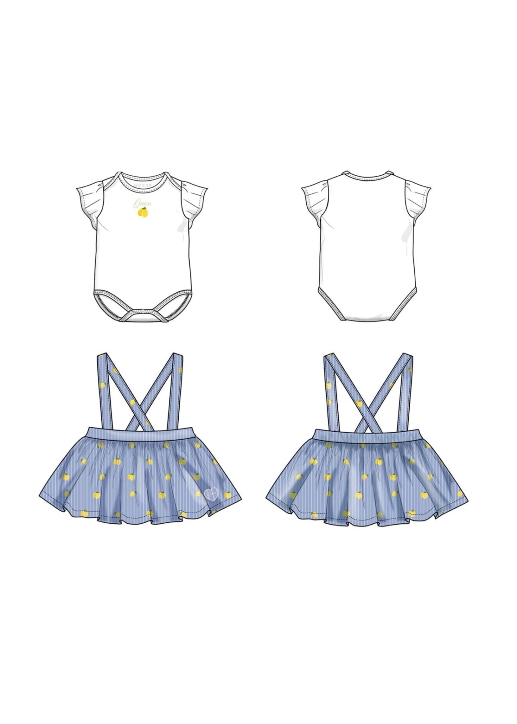 Guess Guess SET SS BODY+POPLIN SKIRTALL Pure White - S6GG06_K6YW0