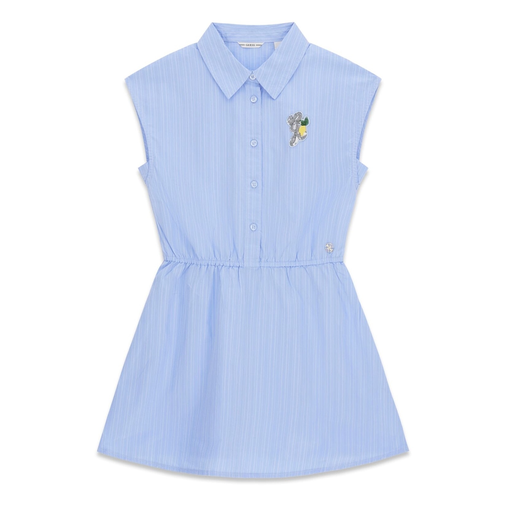 Guess Guess POPLIN DRESS LEMON PIE AND BLUE S - J6GK08_WEH20
