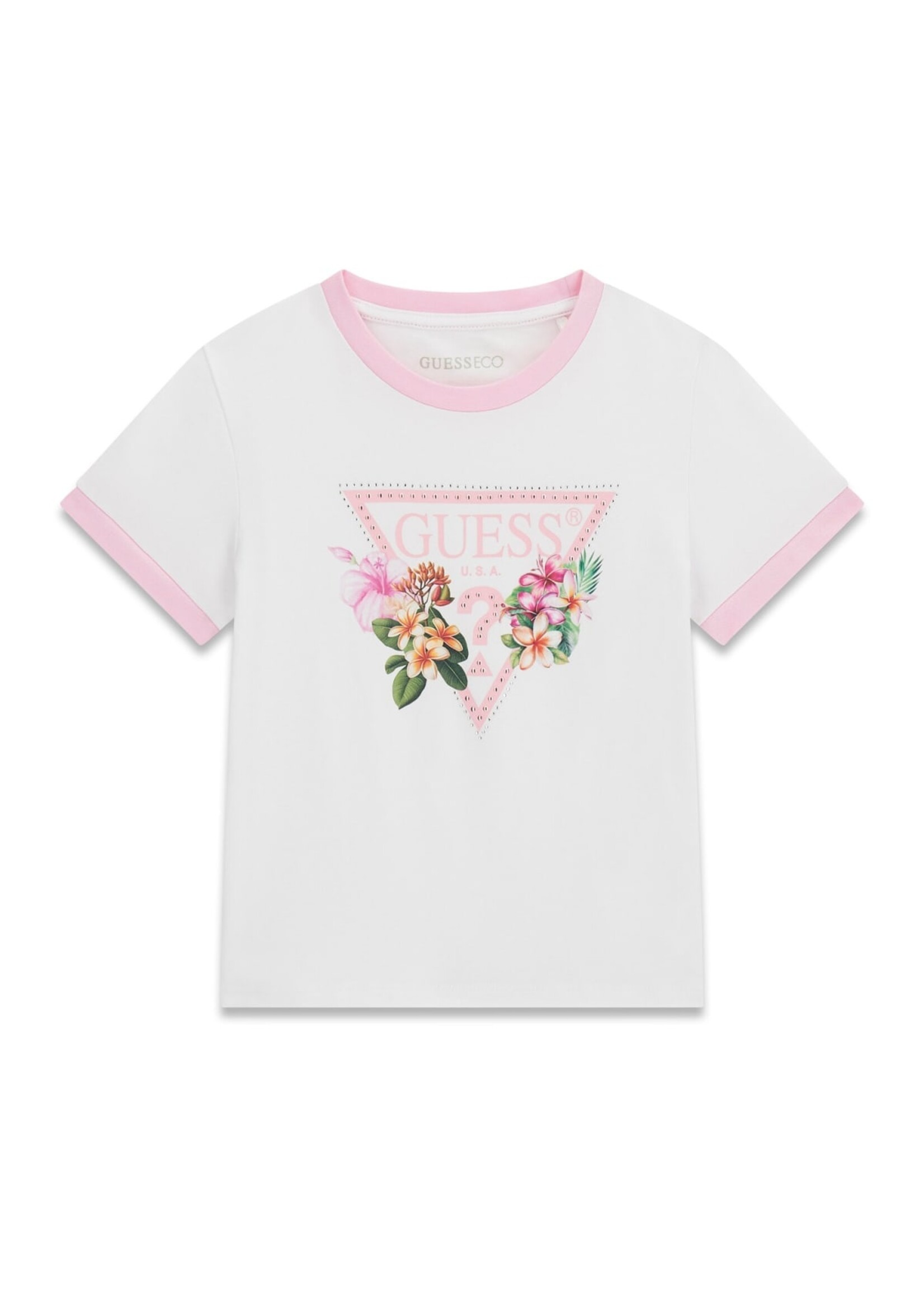 Guess Guess CROP SS T-SHIRT Pure White - J6GI23_K6YW4