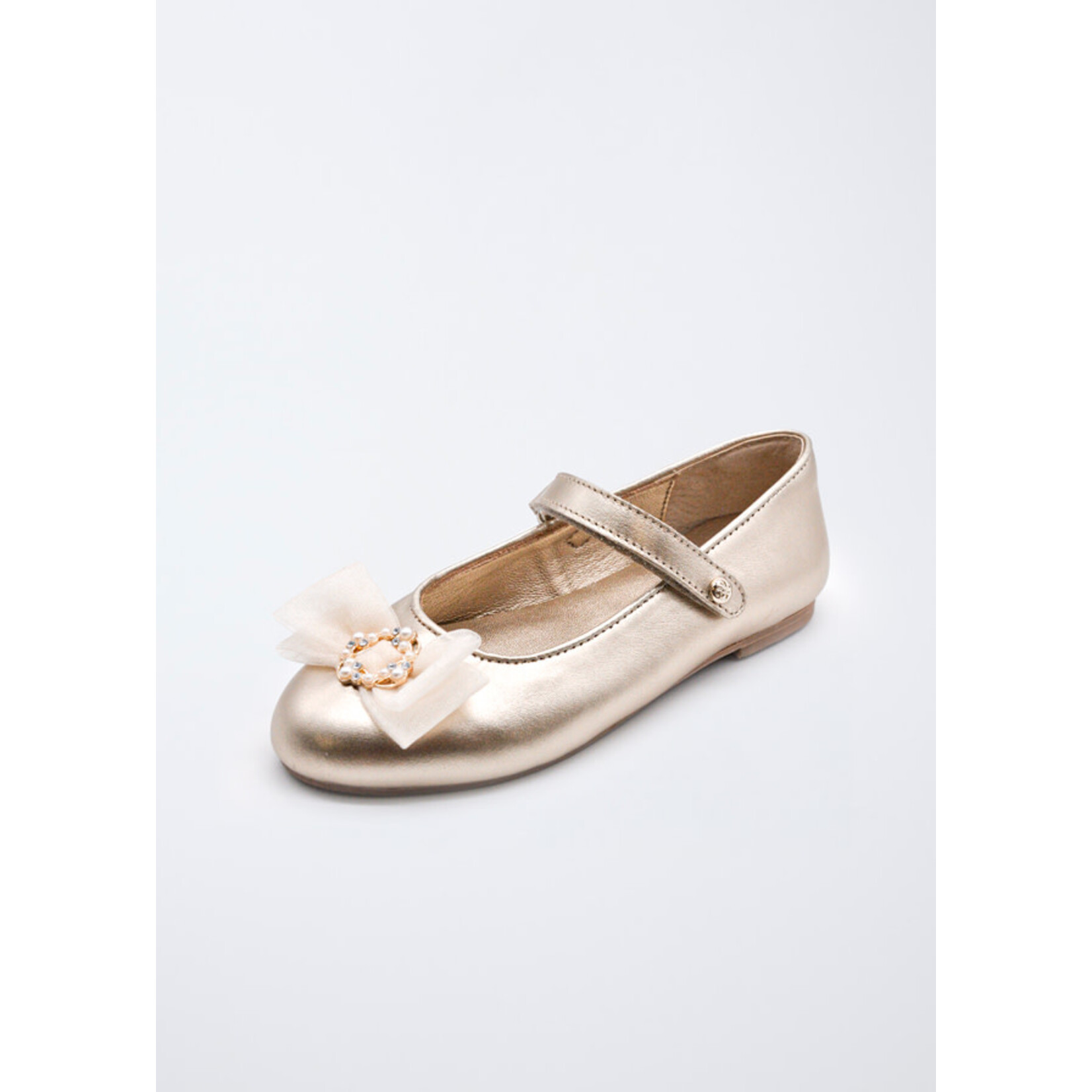 Abel & Lula Abel & Lula Mary janes w tulle bow Champagne - 26 05487B