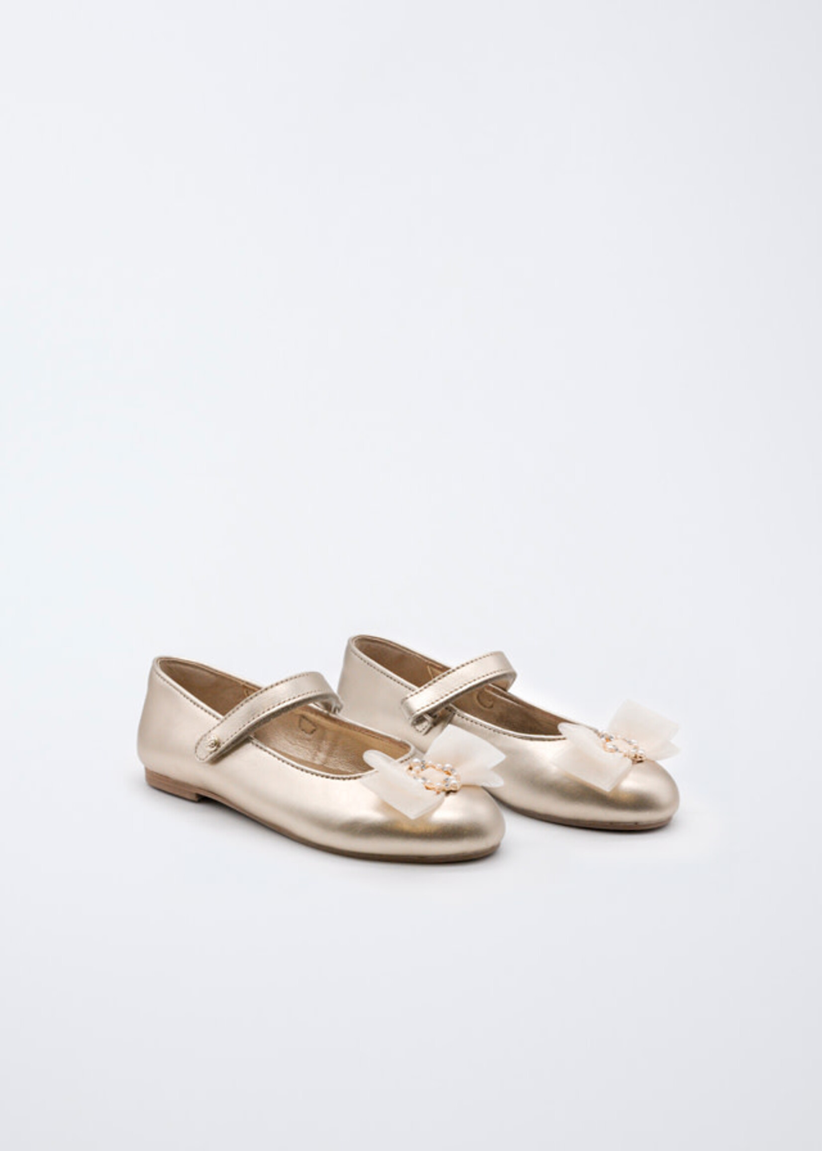 Abel & Lula Abel & Lula Mary janes w tulle bow Champagne - 26 05487B