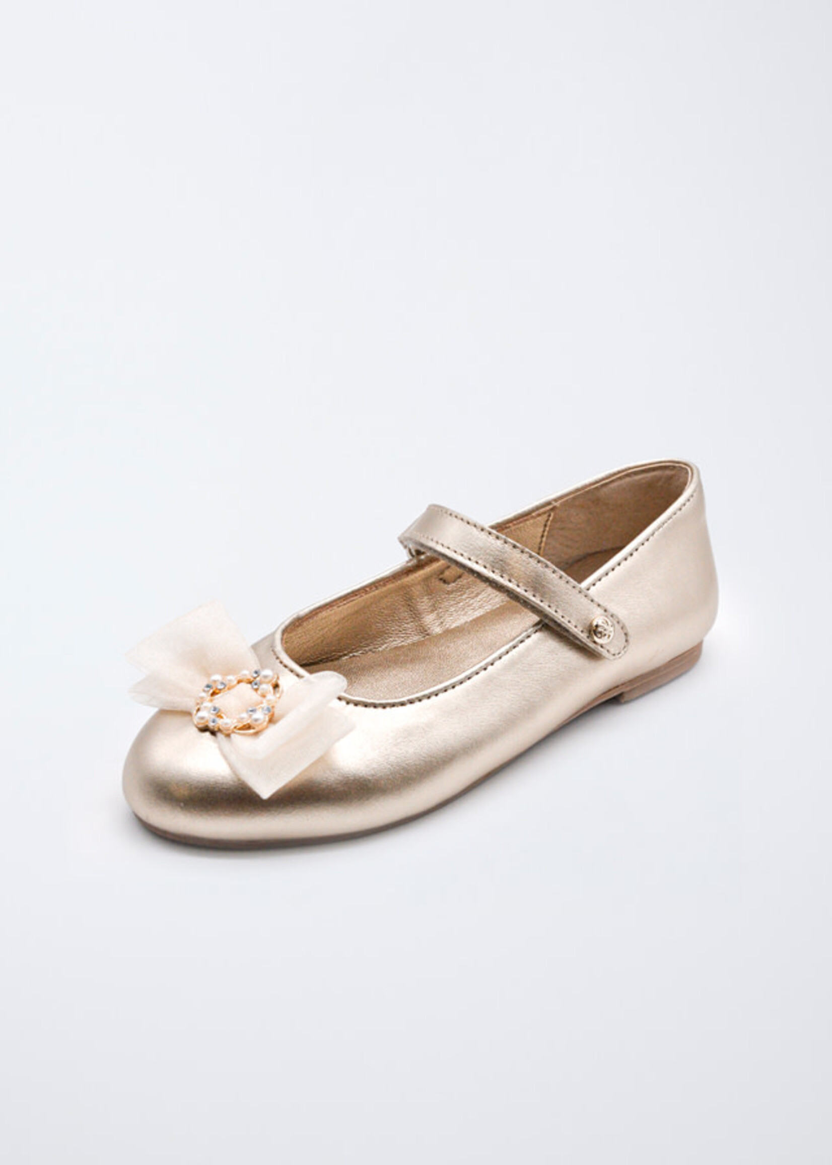 Abel & Lula Abel & Lula Mary janes w tulle bow Champagne - 26 05487B
