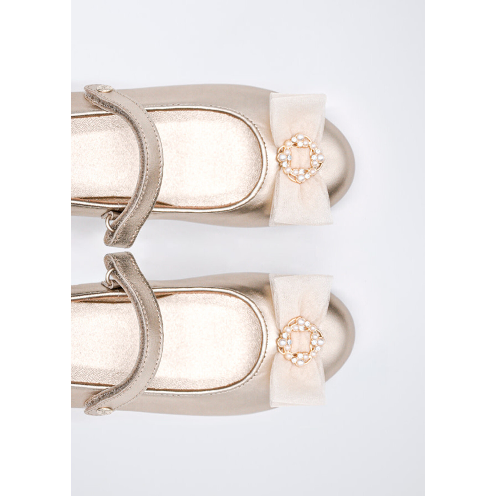 Abel & Lula Abel & Lula Mary janes w tulle bow Champagne - 26 05487B