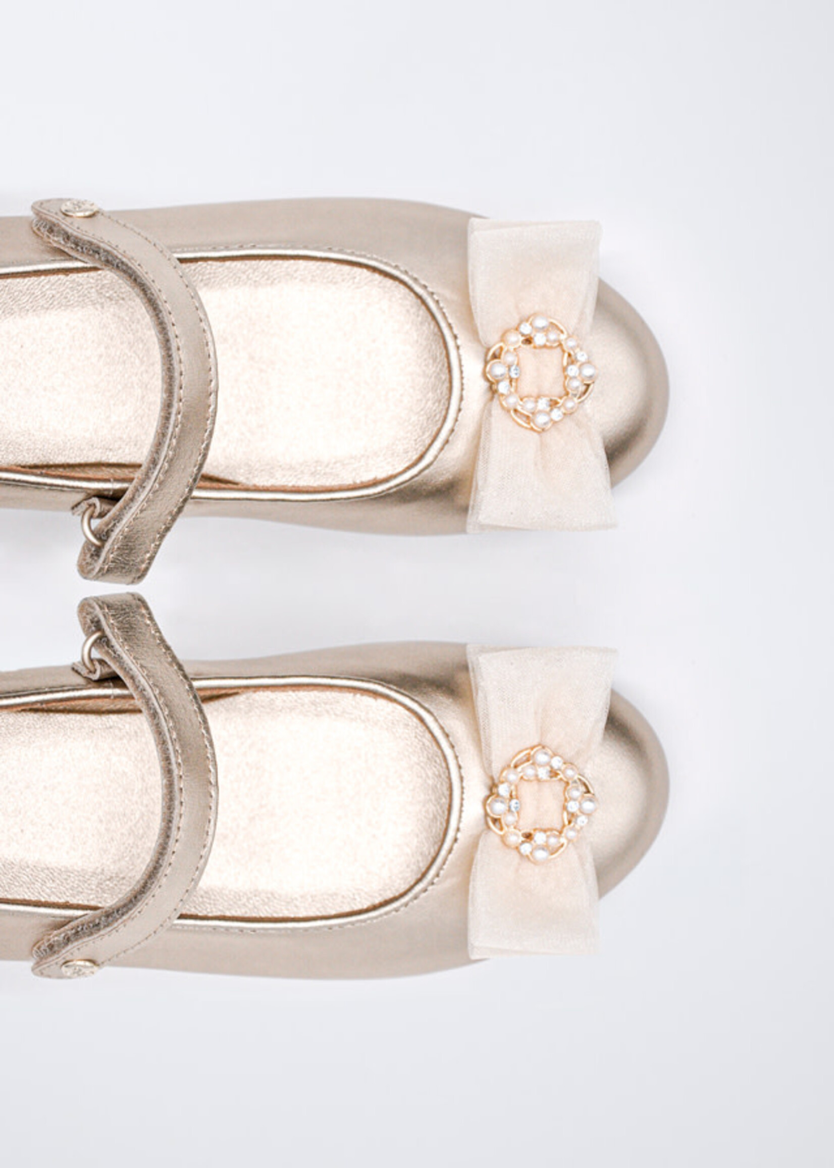 Abel & Lula Abel & Lula Mary janes w tulle bow Champagne - 26 05487B