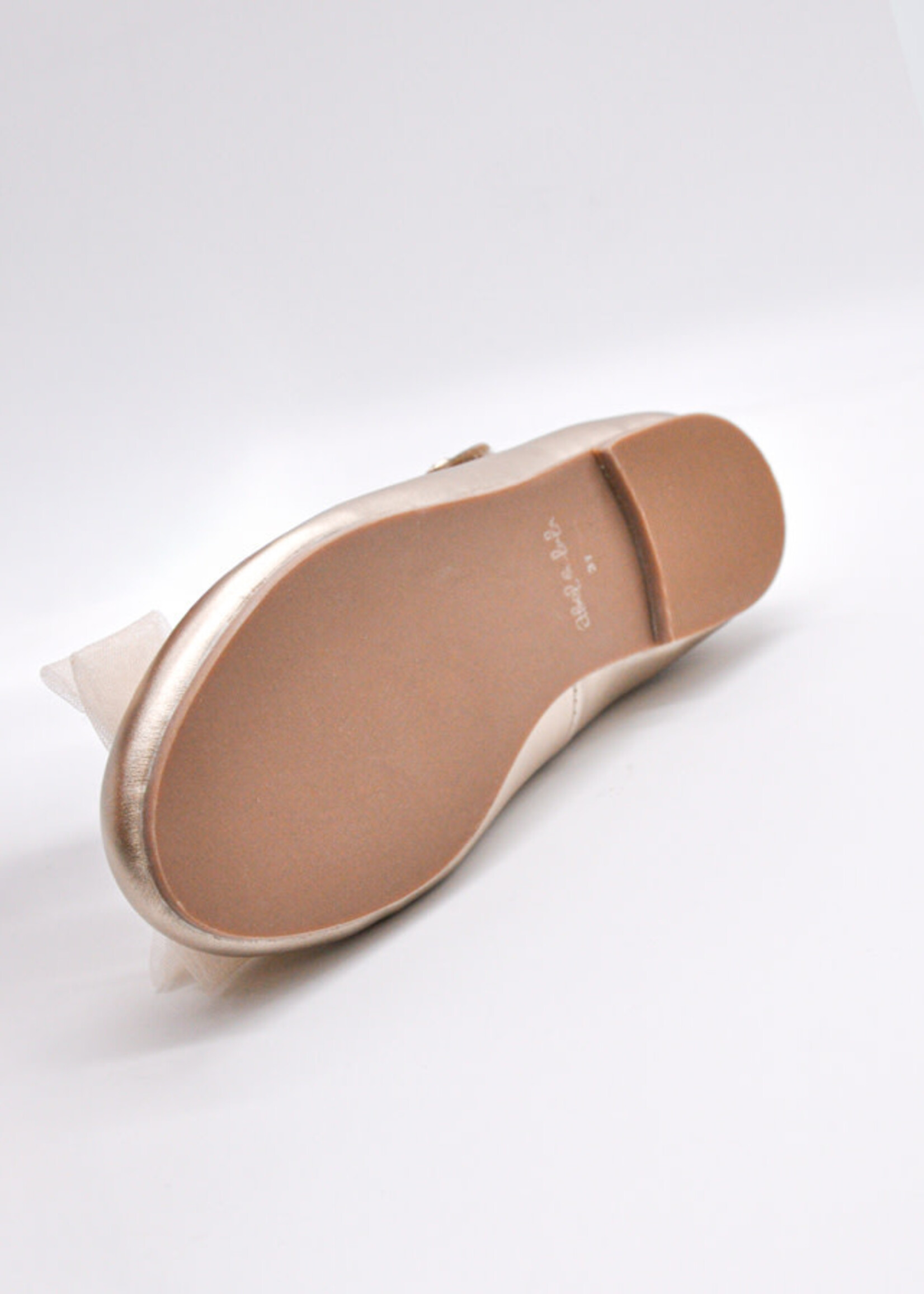 Abel & Lula Abel & Lula Mary janes w tulle bow Champagne - 26 05487B