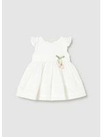 Mayoral Mayoral dress w/ guipure lace trim Natural - 26 01907