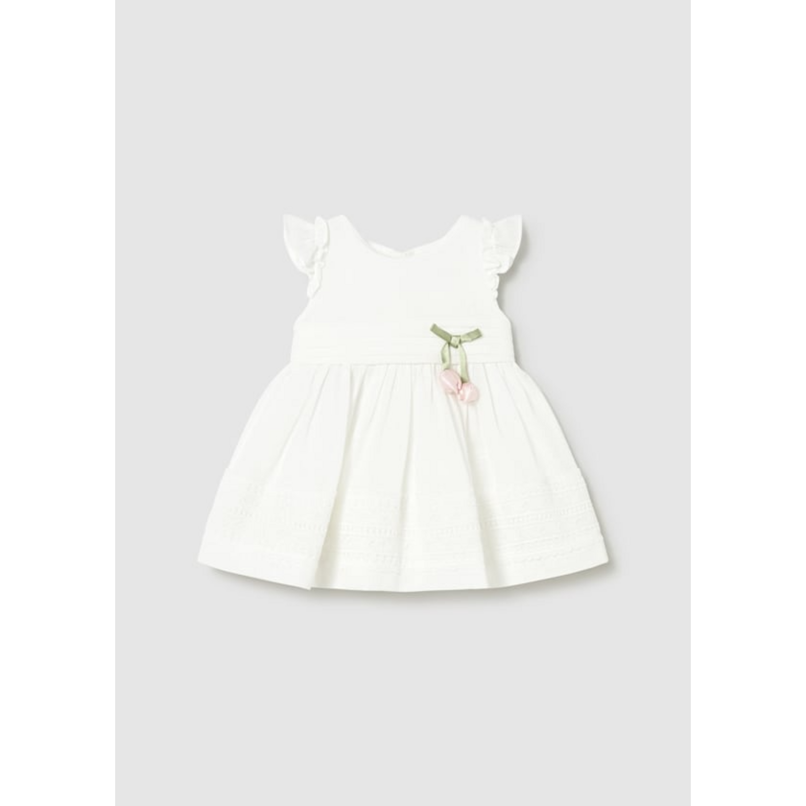 Mayoral Mayoral dress w/ guipure lace trim Natural - 26 01907