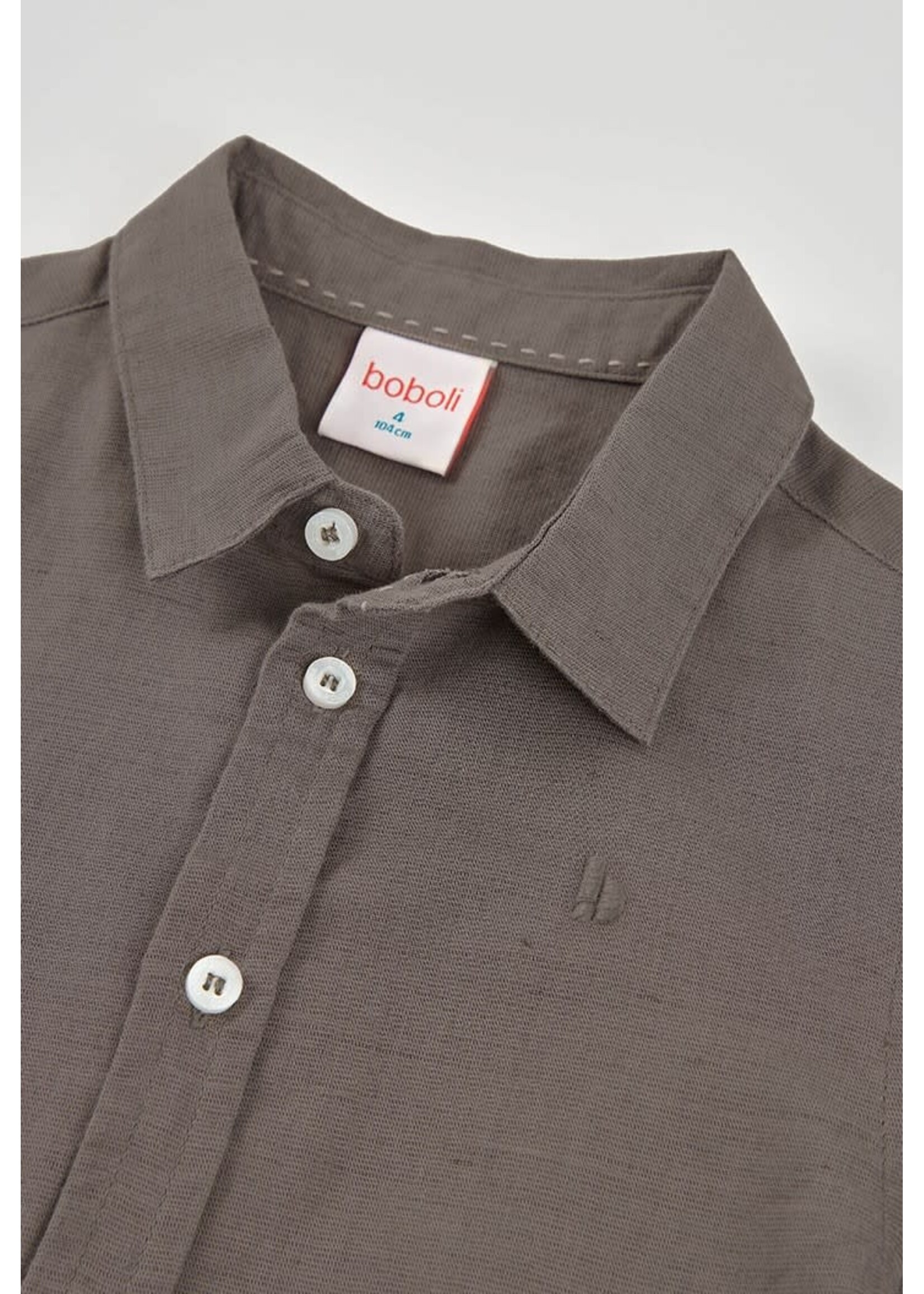 Boboli Boboli Linen shirt long sleeves for boy -BCI brown 873019B
