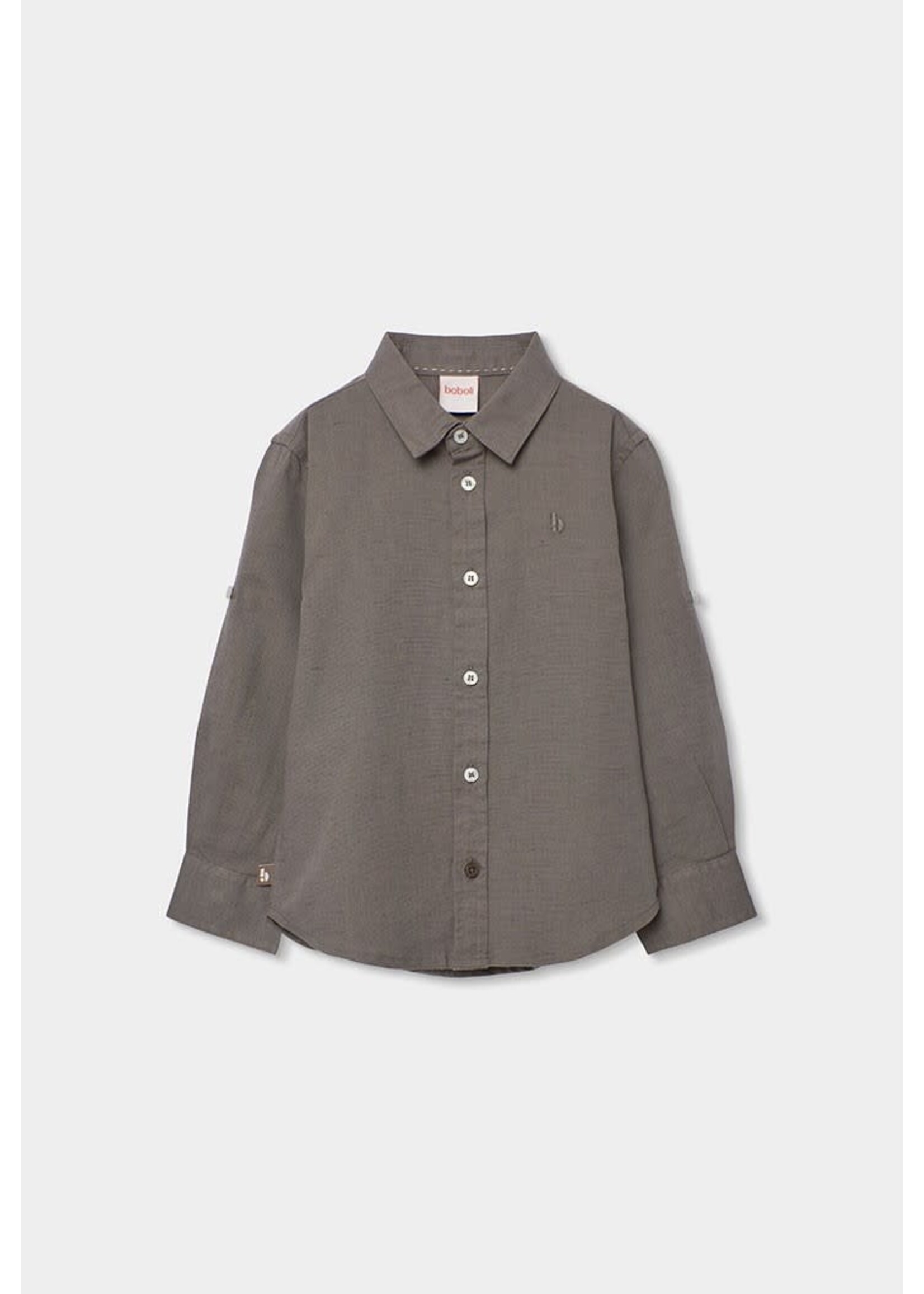 Boboli Boboli Linen shirt long sleeves for boy -BCI brown 873019