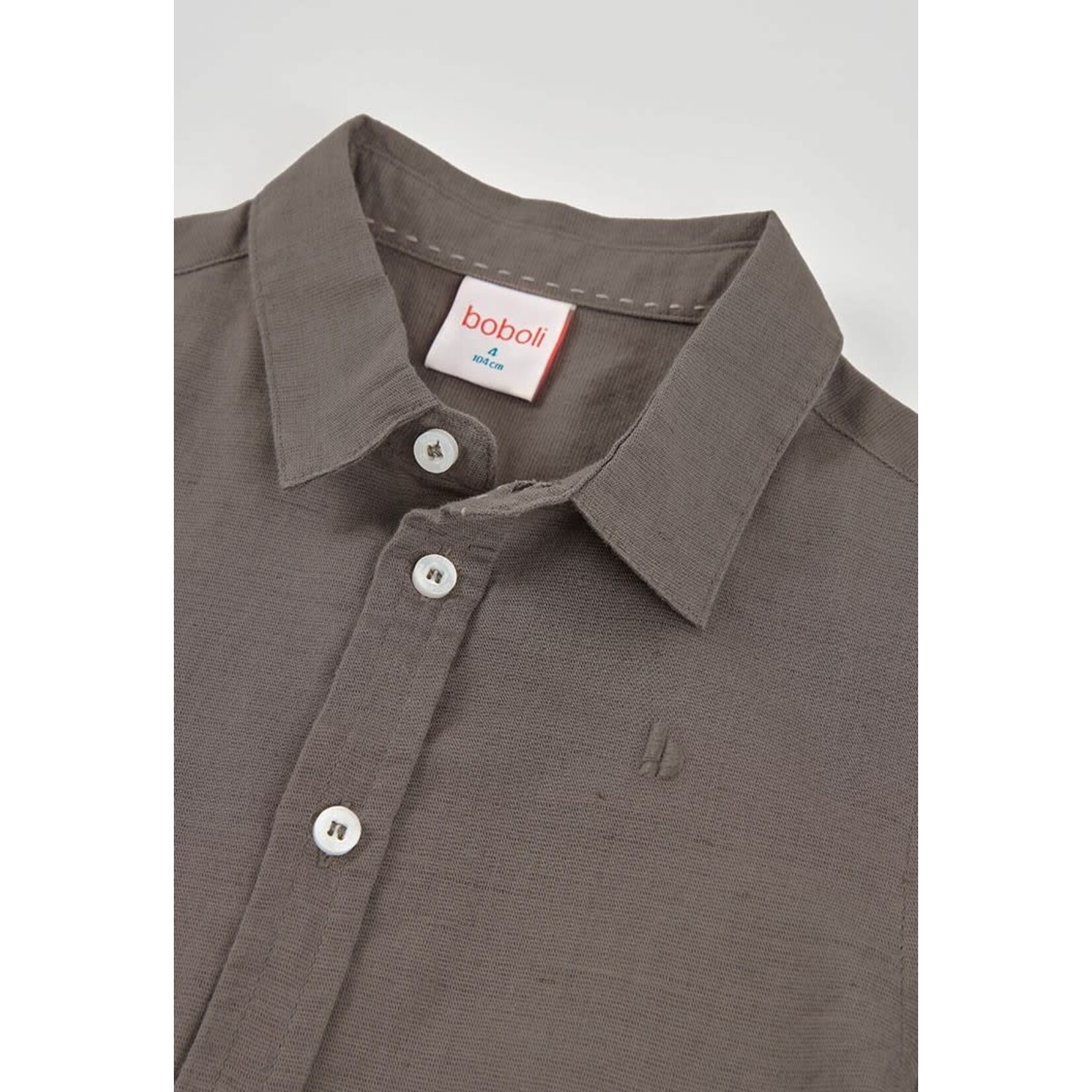 Boboli Boboli Linen shirt long sleeves for boy -BCI brown 873019