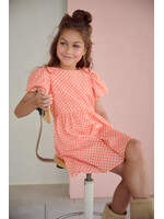 NoNo NoNo Milly AOP dress with bow detail N602-5802 Orange Coral