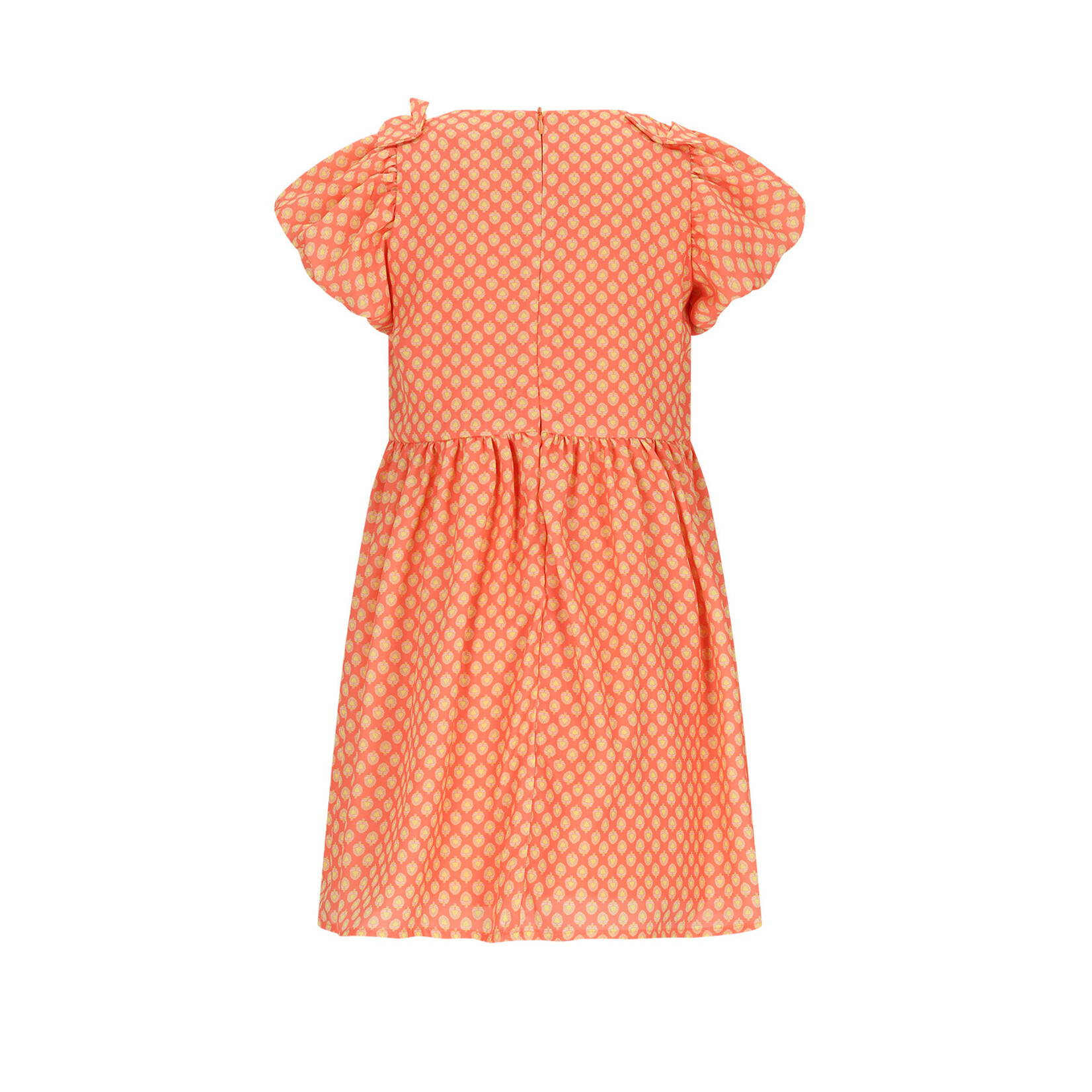 NoNo NoNo Milly AOP dress with bow detail N602-5802 Orange Coral