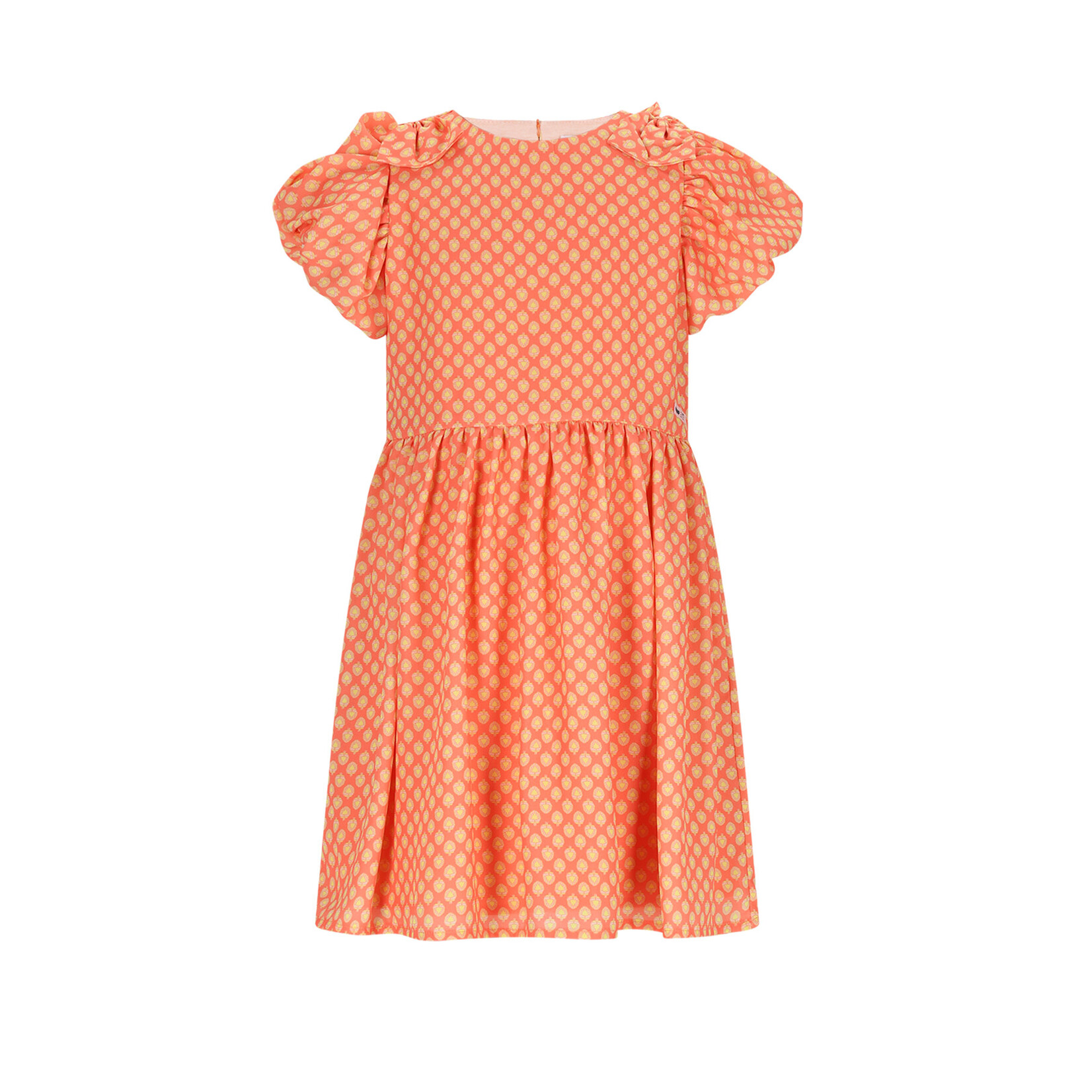 NoNo NoNo Milly AOP dress with bow detail N602-5802 Orange Coral