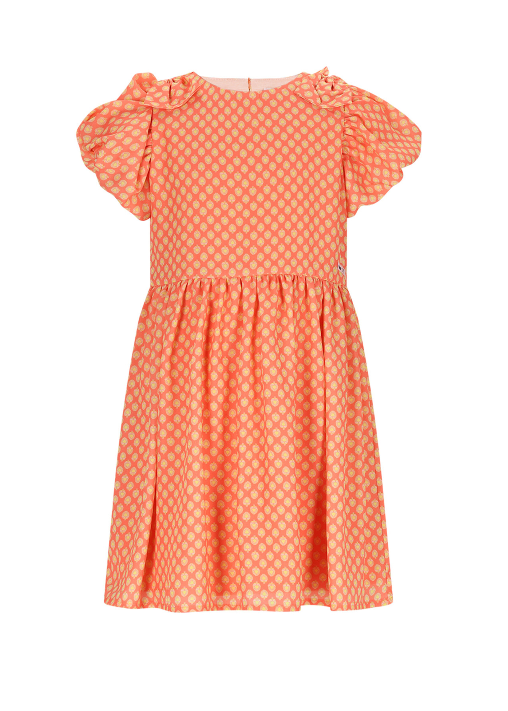 NoNo NoNo Milly AOP dress with bow detail N602-5802 Orange Coral