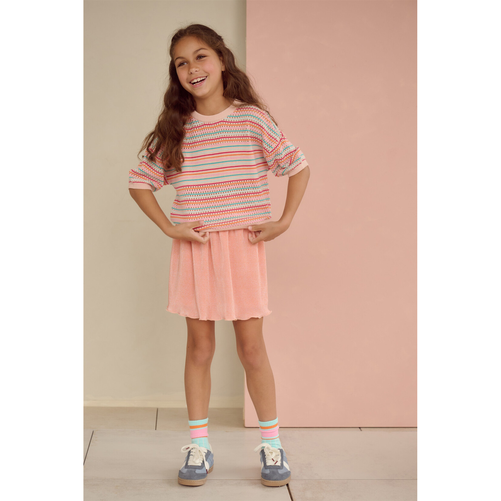 NoNo NoNo Norah Plisse Skirt N602-5700 Pale Blush Pink