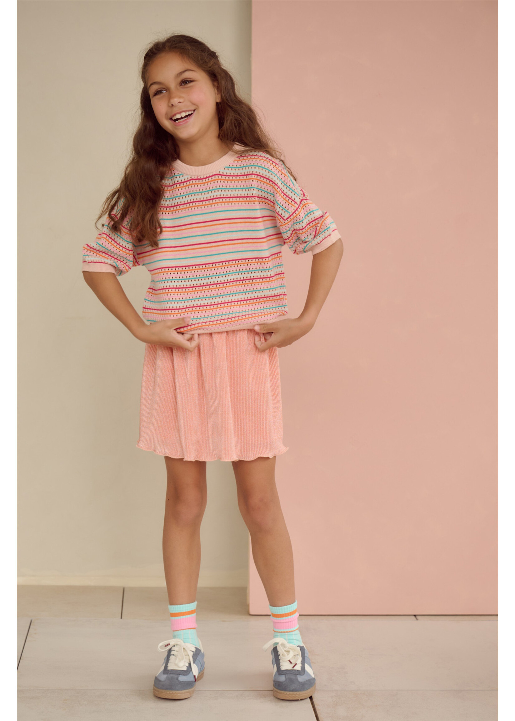 NoNo NoNo Norah Plisse Skirt N602-5700 Pale Blush Pink