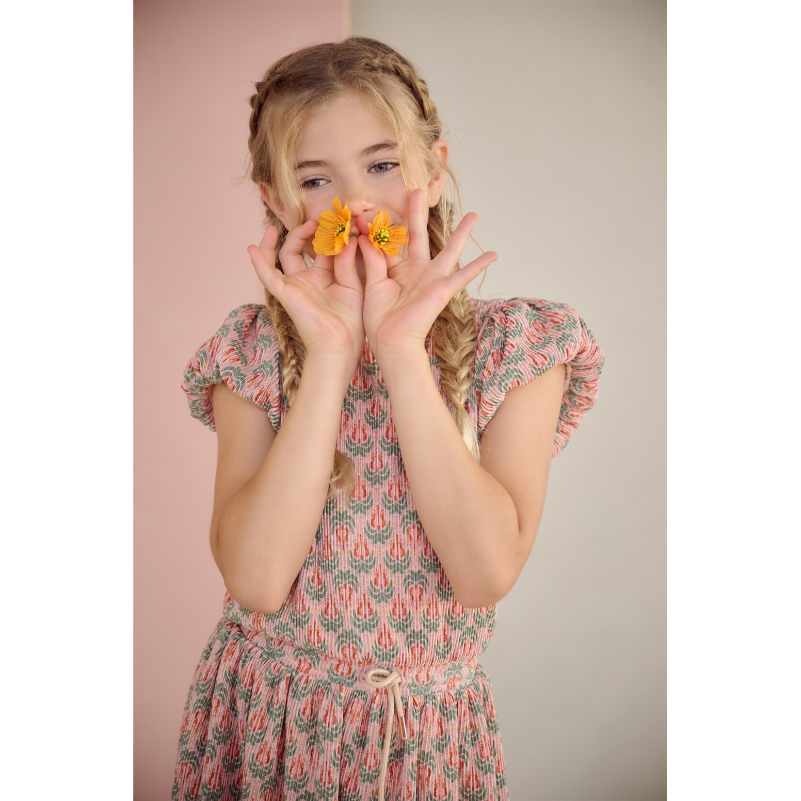 NoNo NoNo Miron Plisse Dress with balloonsleeve N602-5801 Sage Green