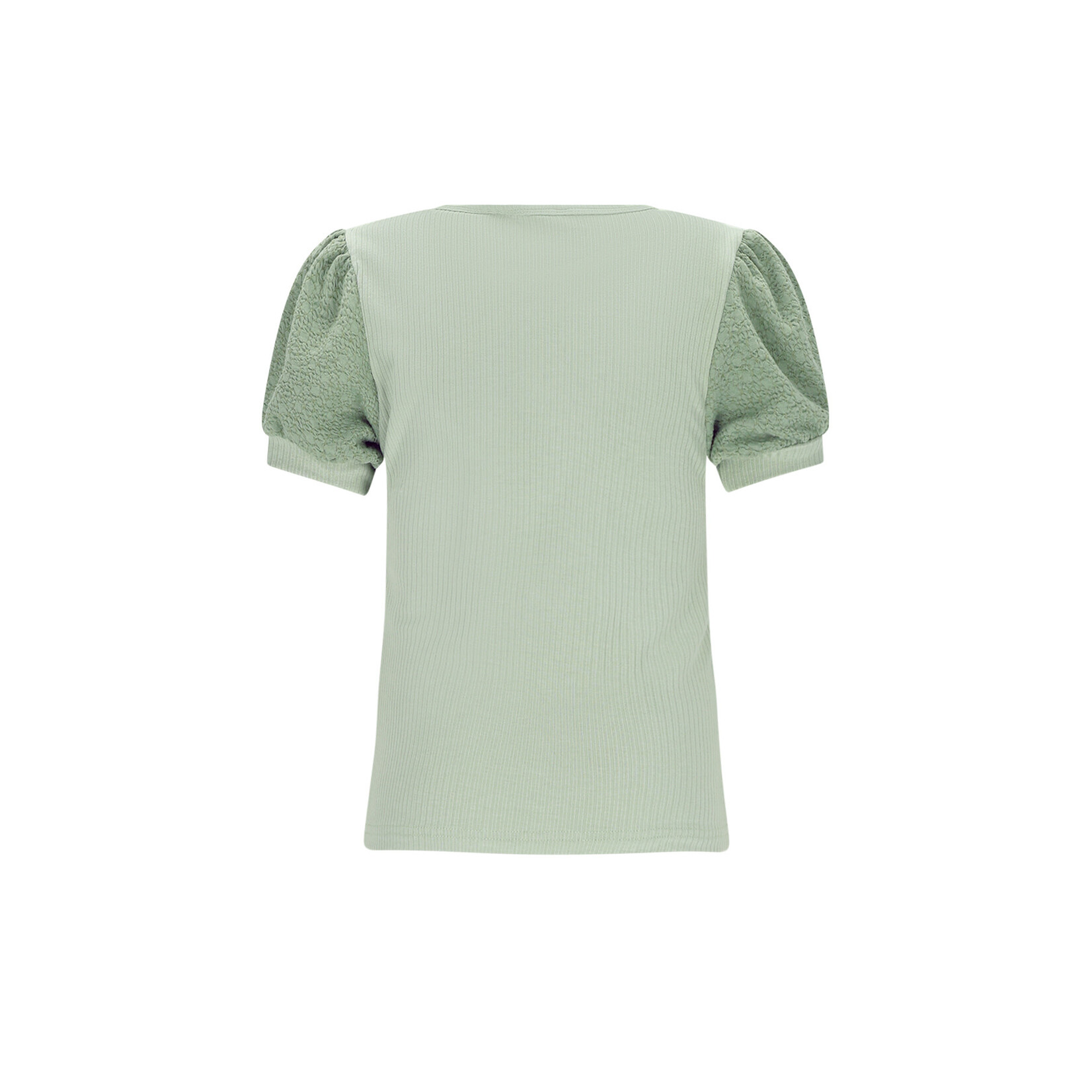NoNo NoNo Kyoto Ribjersey Top with puffed sleeves N602-5403 Sage Green