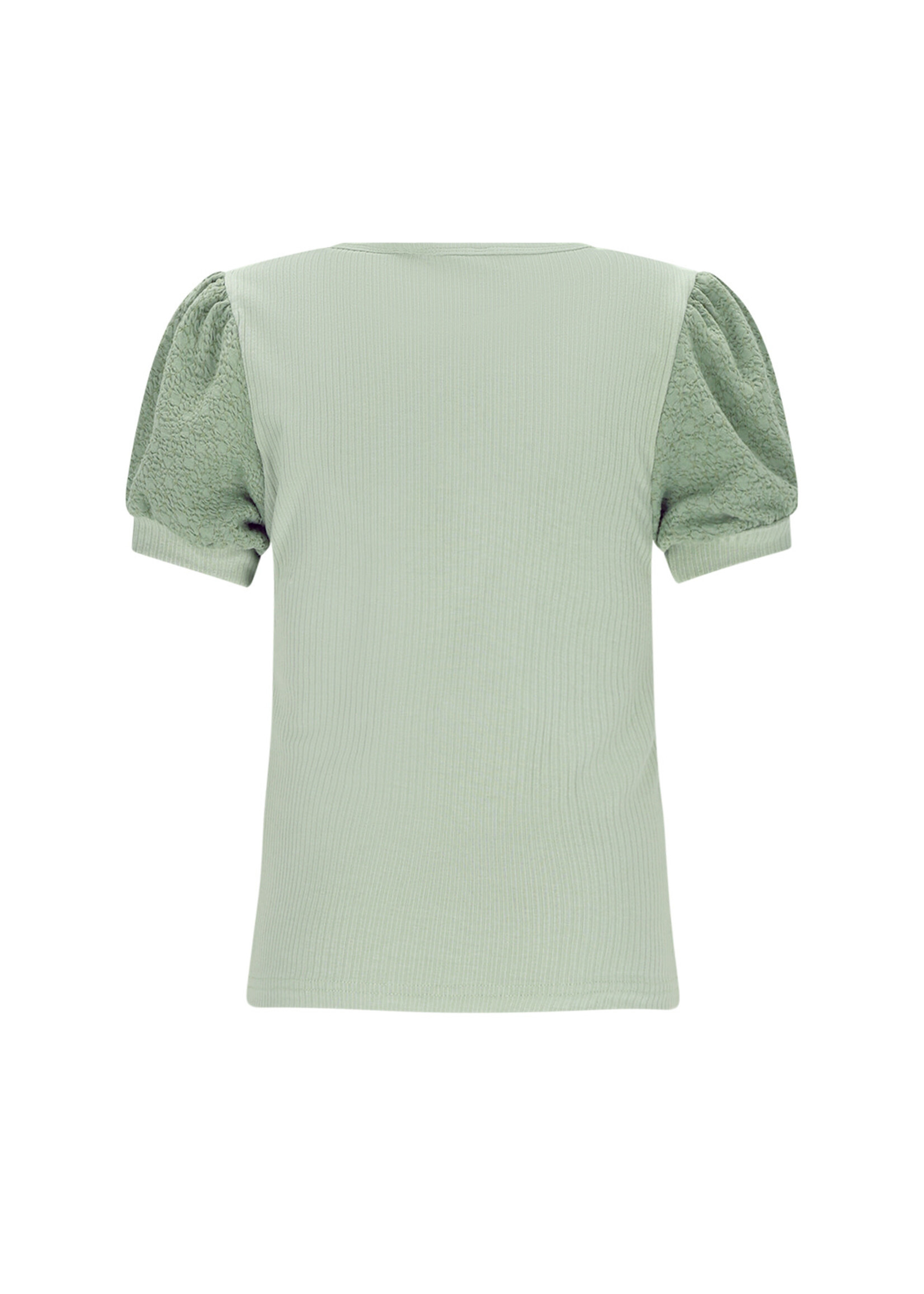 NoNo NoNo Kyoto Ribjersey Top with puffed sleeves N602-5403 Sage Green
