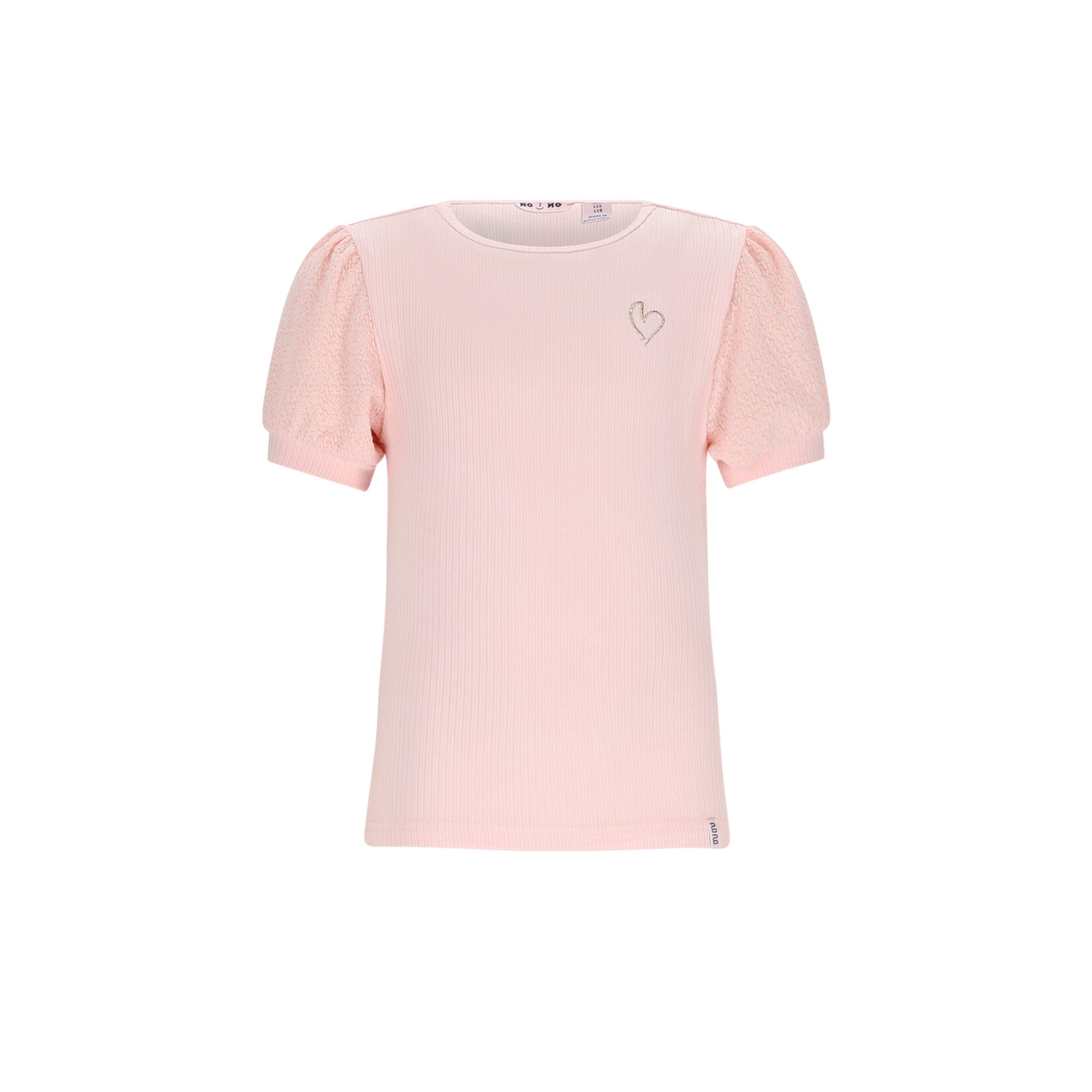 NoNo NoNo Kyoto Ribjersey Top with puffed sleeves N602-5403 Pale Blush Pink
