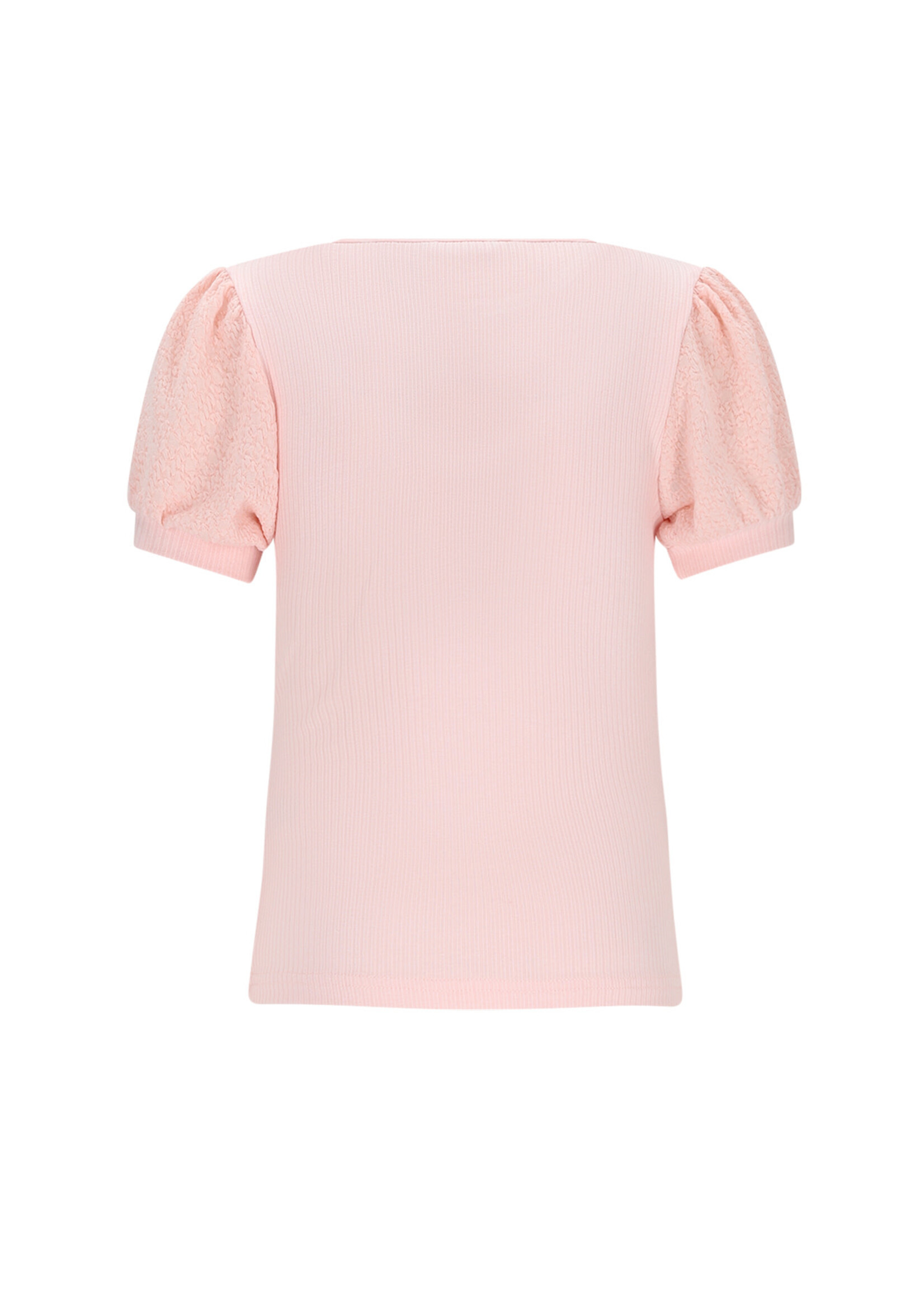 NoNo NoNo Kyoto Ribjersey Top with puffed sleeves N602-5403 Pale Blush Pink